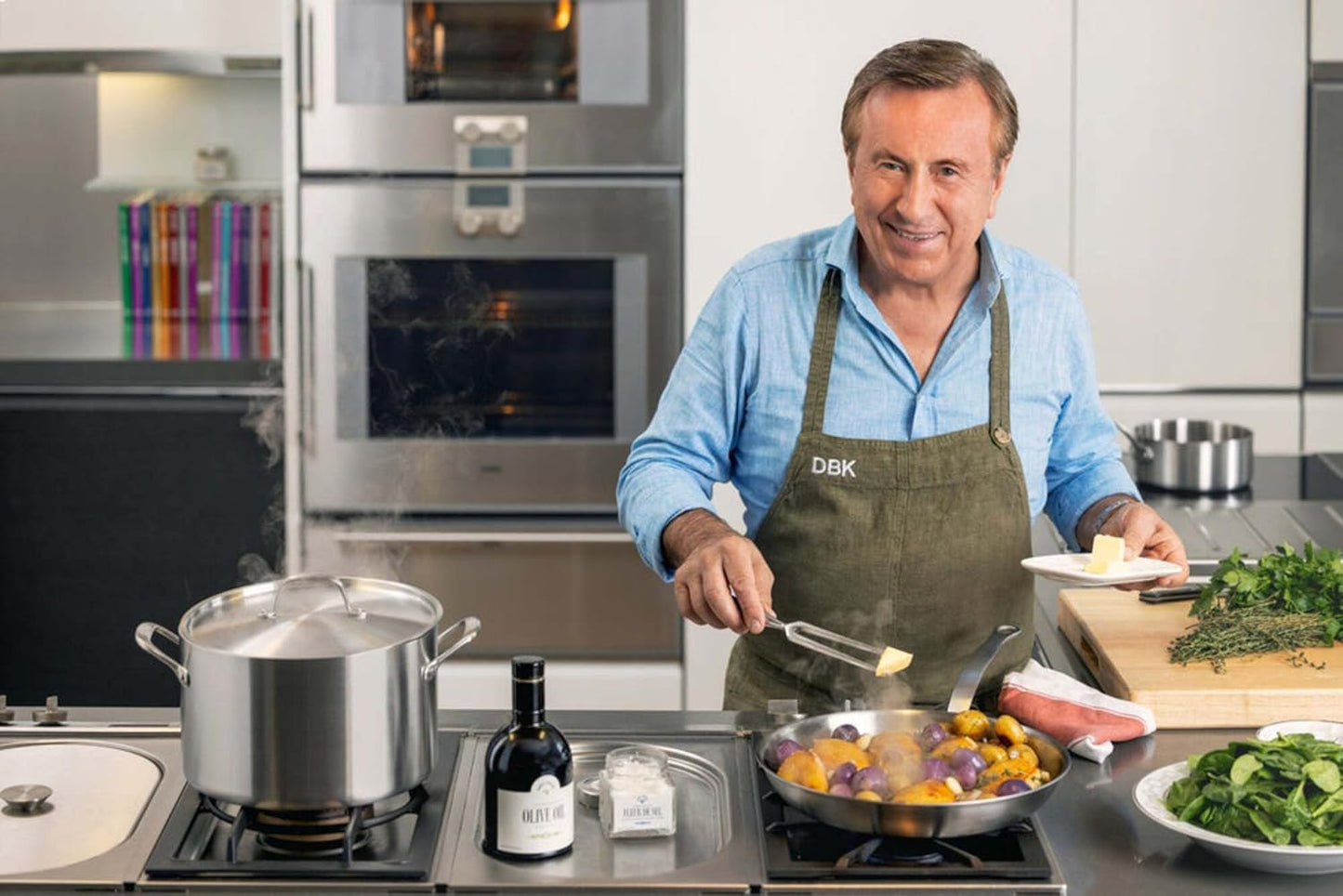 Daniel Boulud Kitchen - 7pc Cookware Set - French Inspired 5-Ply Stainless Steel Pots & Pans Cooking Set, Sturdy Heat-Resistant Handles, Induction Compatible & Oven Safe