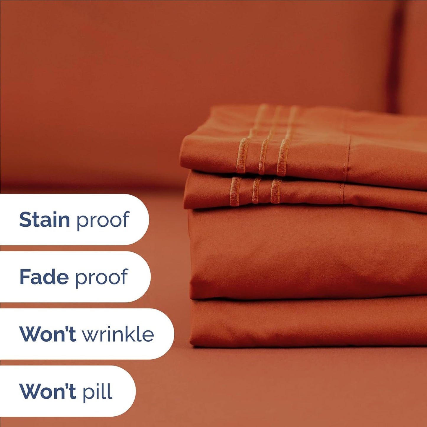 Twin XL Size 3 Piece Sheet Set - Comfy Breathable & Cooling Bed Sheets Set - Hotel Luxury Bedding for Women, Men, Kids, Teens, Boys & Girls - Deep Pockets, Soft, Wrinkle Free - Oeko-Tex - Terracotta