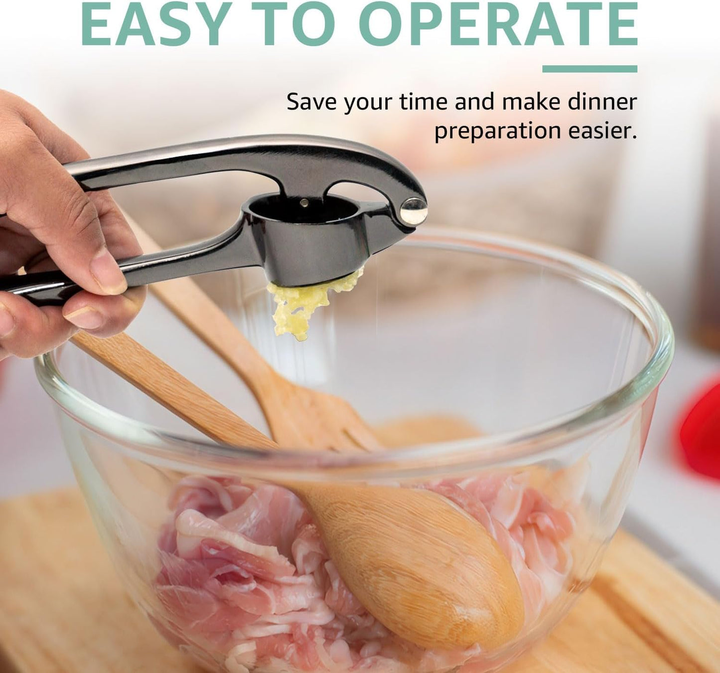 GD Garlic Press Crusher Mincer Tool - Stainless Steel Garlic Press, Dishwasher Safe & Rust Proof, Easy-Squeeze Garlic Crusher with Ergonomic Handle - Includes Silicone Peeler & Brush (Black)