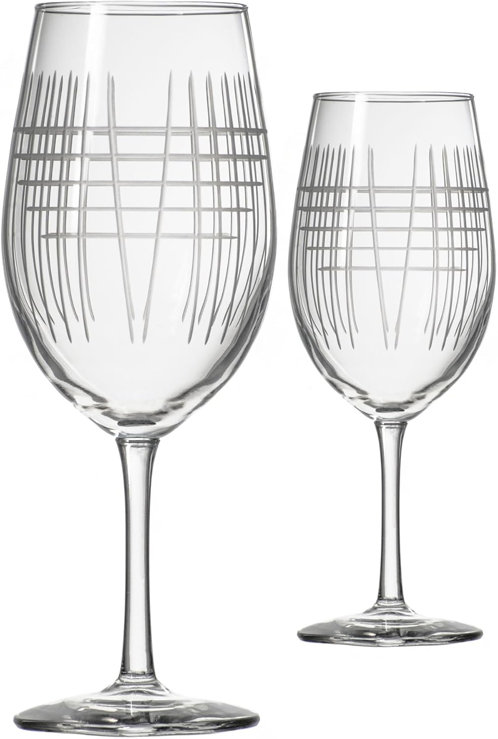 Rolf Glass - Matchstick All Purpose Wine Glass 18 Ounce - Set of 2 - Lead-Free Glass - Engraved Large Wine Glasses - Made in the US