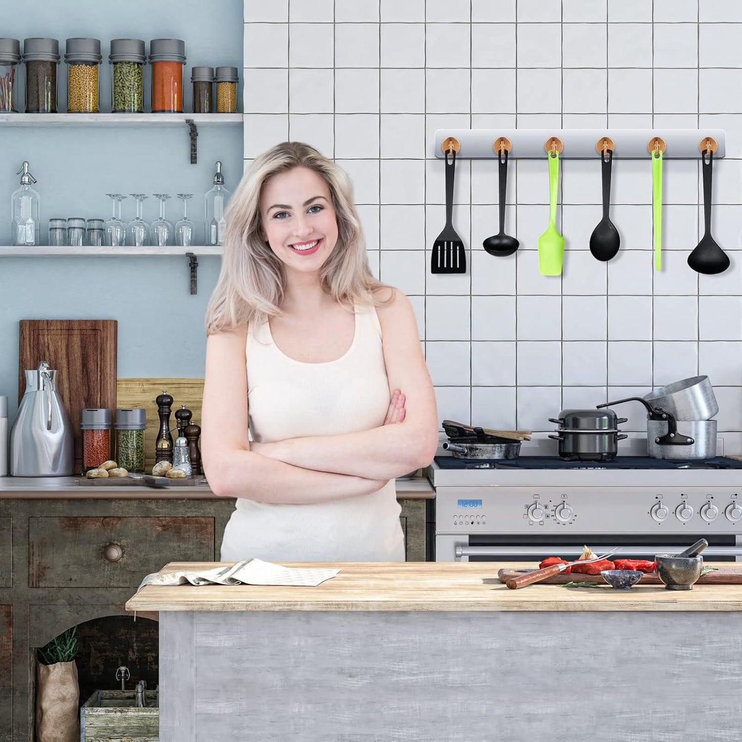 Neosmuk Magnetic Hooks Heavy Duty,Strong Magnet with Hook for Fridge, Super Neodymium Extra Strength Industrial Hooks for Hanging, Magnetic Hanger for Toolbox, Cruise, Grill(Bronze,10 Pack)