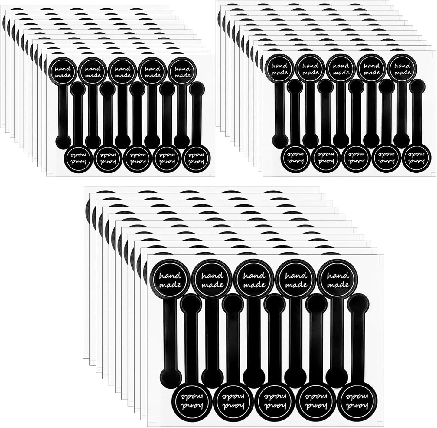 300 Pcs Handmade Stickers for Bakery Packaging – Black Self-Adhesive Food Labels for Homemade Baking, Tamper-Proof Seal Stickers