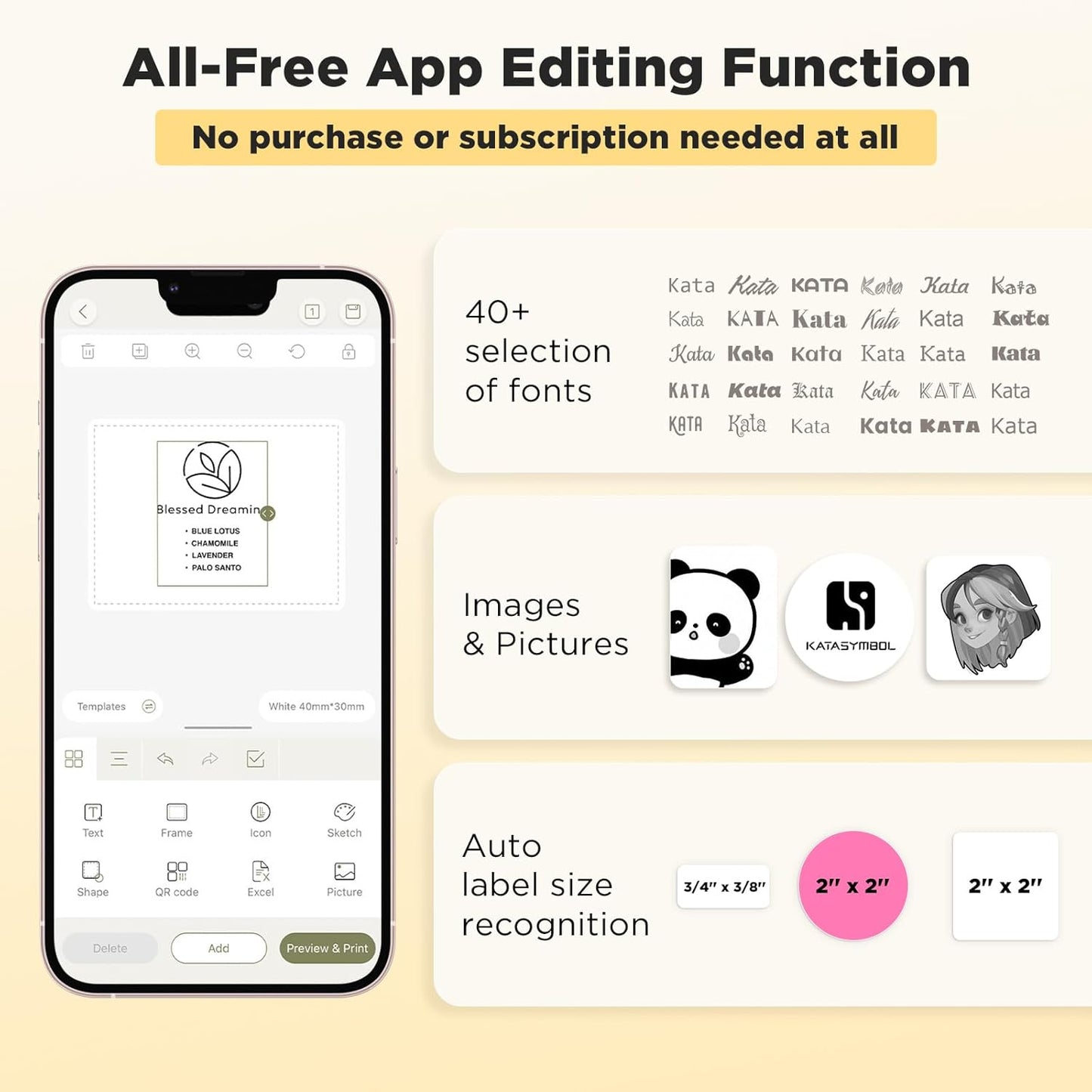 SUPVAN T50M Pro Bluetooth Label Maker Machine with 4 Tapes, Wide Waterproof Label, Versatile App with 40 Fonts and 450+ Icons, Inkless Labeler for Home, Kitchen, School, Office Organization, Black
