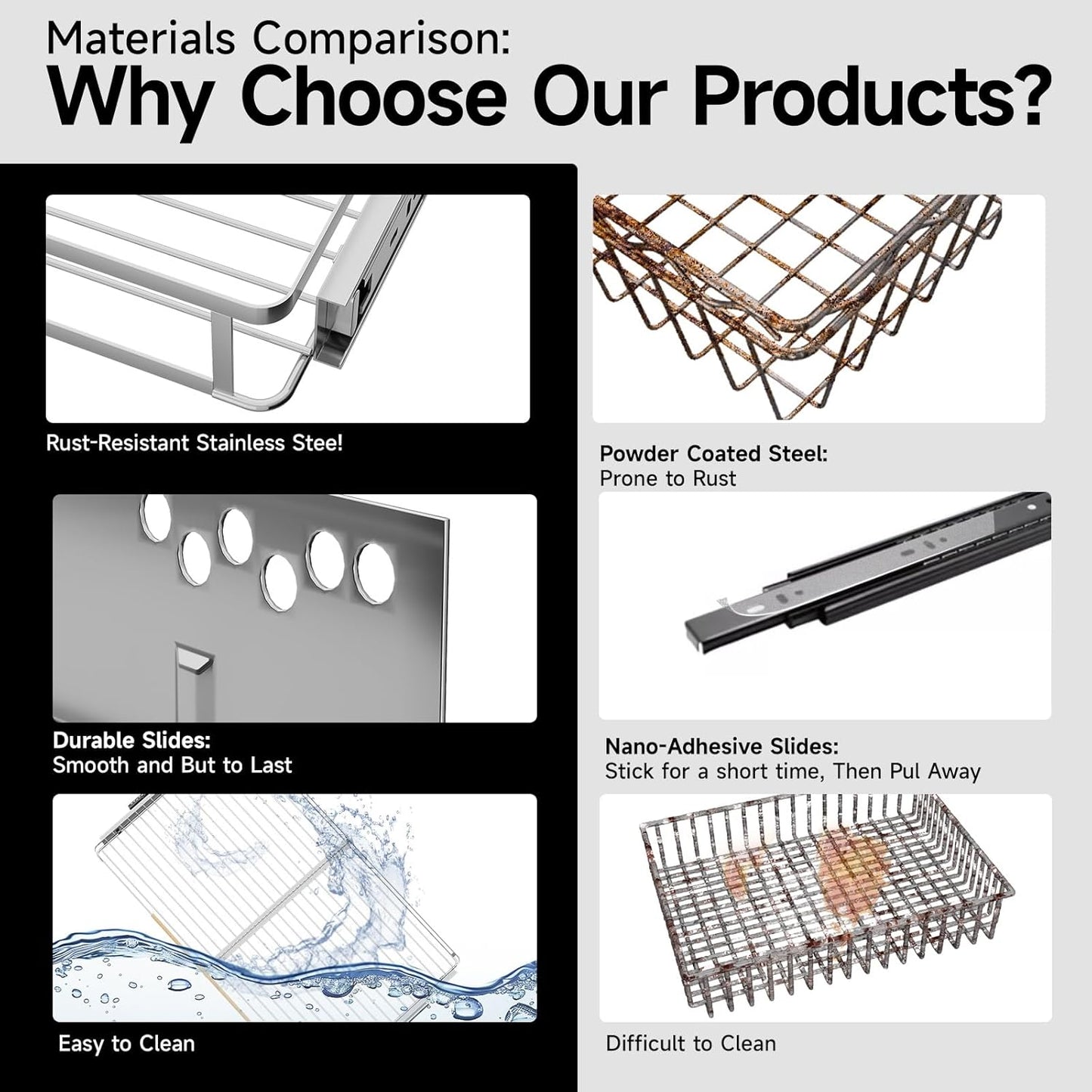 2Pack Expandable Pull Out Cabinet Organizer, Slide Out Drawers for Kitchen Cabinets, Heavy Duty Drawer Slides for Home Kitchen Pantry Cupboard Pots Pans, Adjustable Width 11.8"~18" W x 17.3''D