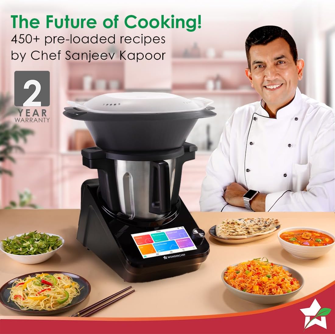 Wonderchef Chef Magic | All-in-One Kitchen Robot for Indian & International Cuisine | Automatic Chopping, Sautéing, Stirring, Kneading... | Mobile App | Recipes by Chef Sanjeev Kapoor | 2 Yr Warranty