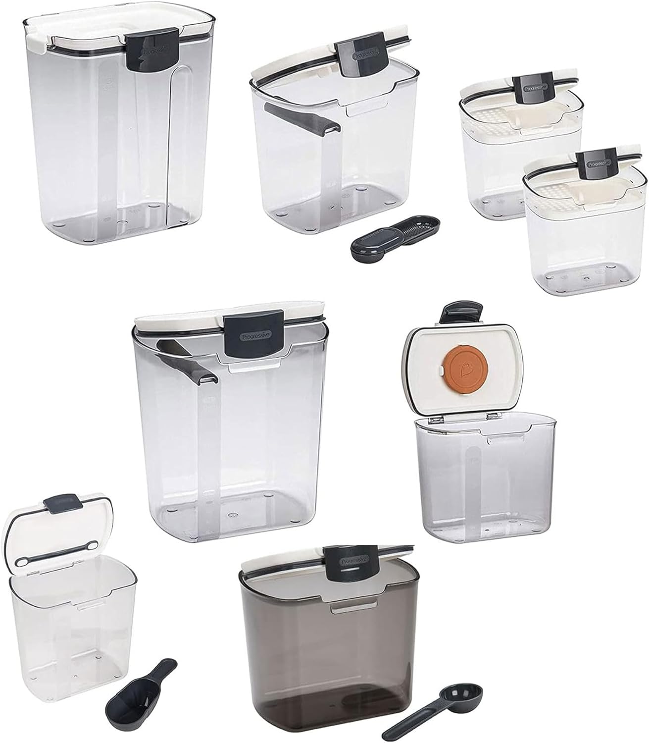 Progressive ProKeeper Baker's Airtight Kitchen Storage Canister Container Set for Flour, Sugar & More, Keeps Ingredients Fresh, with Accessories (Multicolor, 8- Piece)