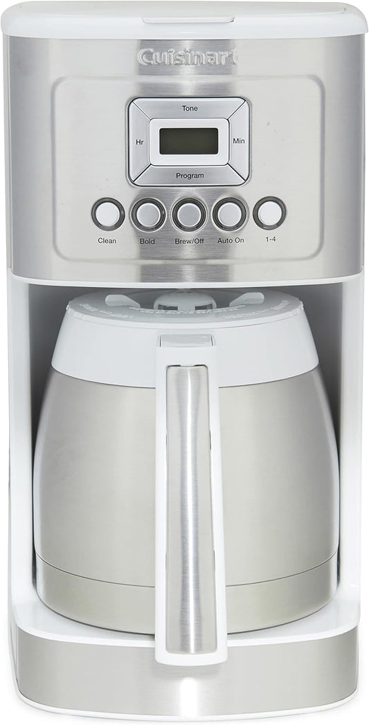 Cuisinart 12-Cup Coffee Maker with Thermal Coffee Carafe, Stainless Steel, Programmable Large Capacity Drip Coffee Machine for Home or Office, DCC-3400W, White
