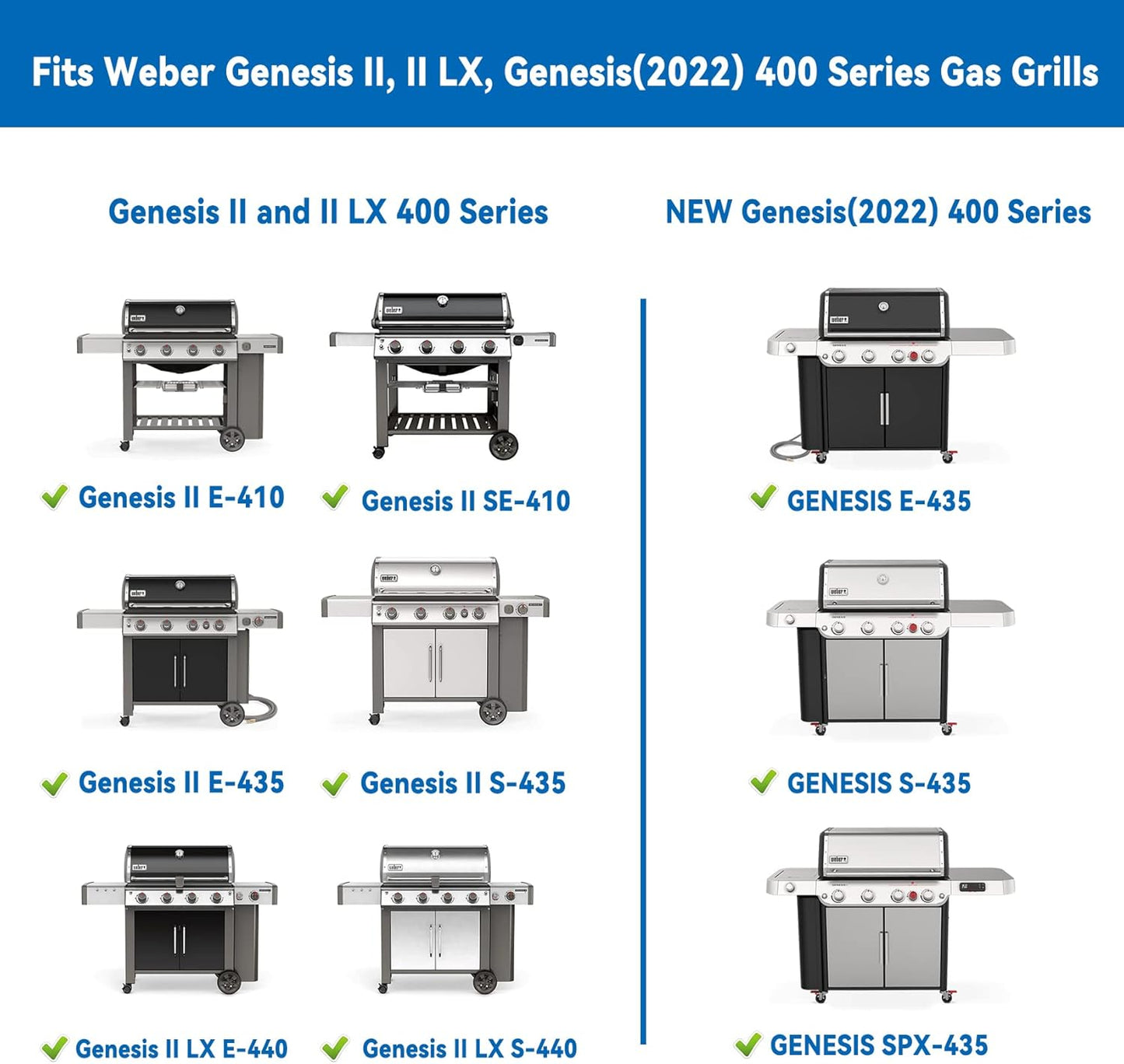 Stanbroil Cast Iron Cooking Grate for Weber Genesis II and Genesis II LX 400 Series Gas Grills - Grill Grid Grate for Genesis 2022 Genesis E-435, Genesis S-435, Genesis SPX-435, Set of 3