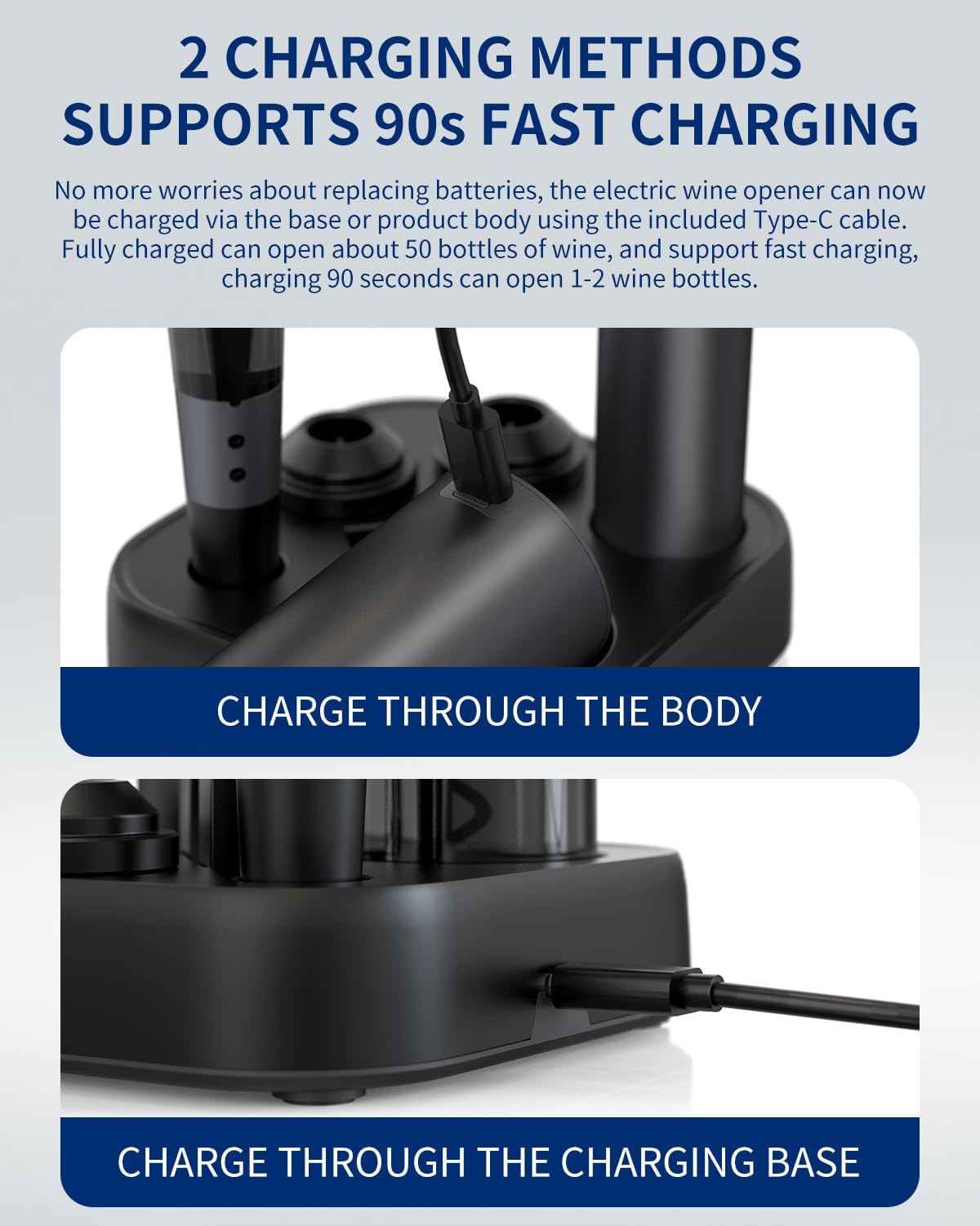 CIRCLE JOY Rechargeable Electric Wine Opener Set 7-in-1 Aluminum Alloy Wine Gift Set with Electric Corkscrew, Foil Cutter, Wine Pourer, Charging Base, Vacuum Pump and 2 Wine Stoppers