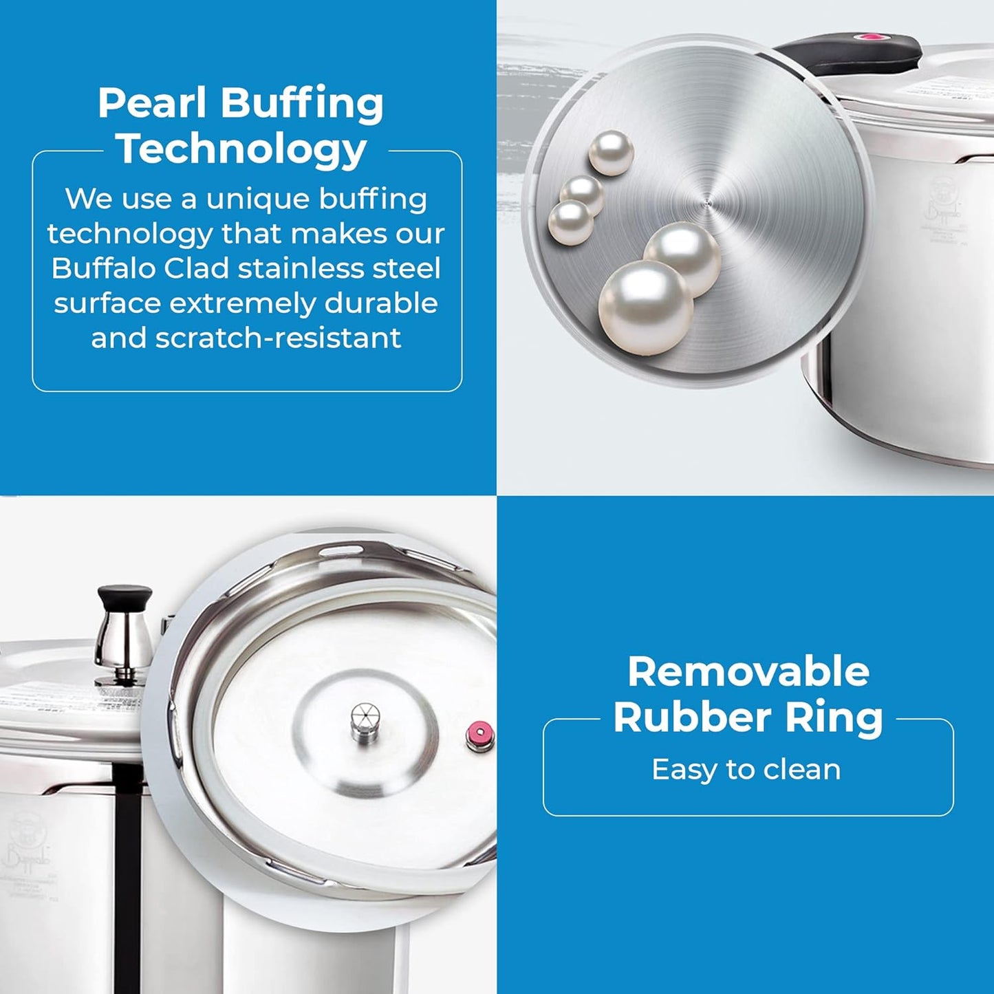 Buffalo 12 Quart Pressure Cooker Stainless Steel - Large Canning Pot with Lid for Home, Commercial Use - Easy to Clean Induction Stove Top Pressure Canner, Can Cooker - SG Certificate QCP412