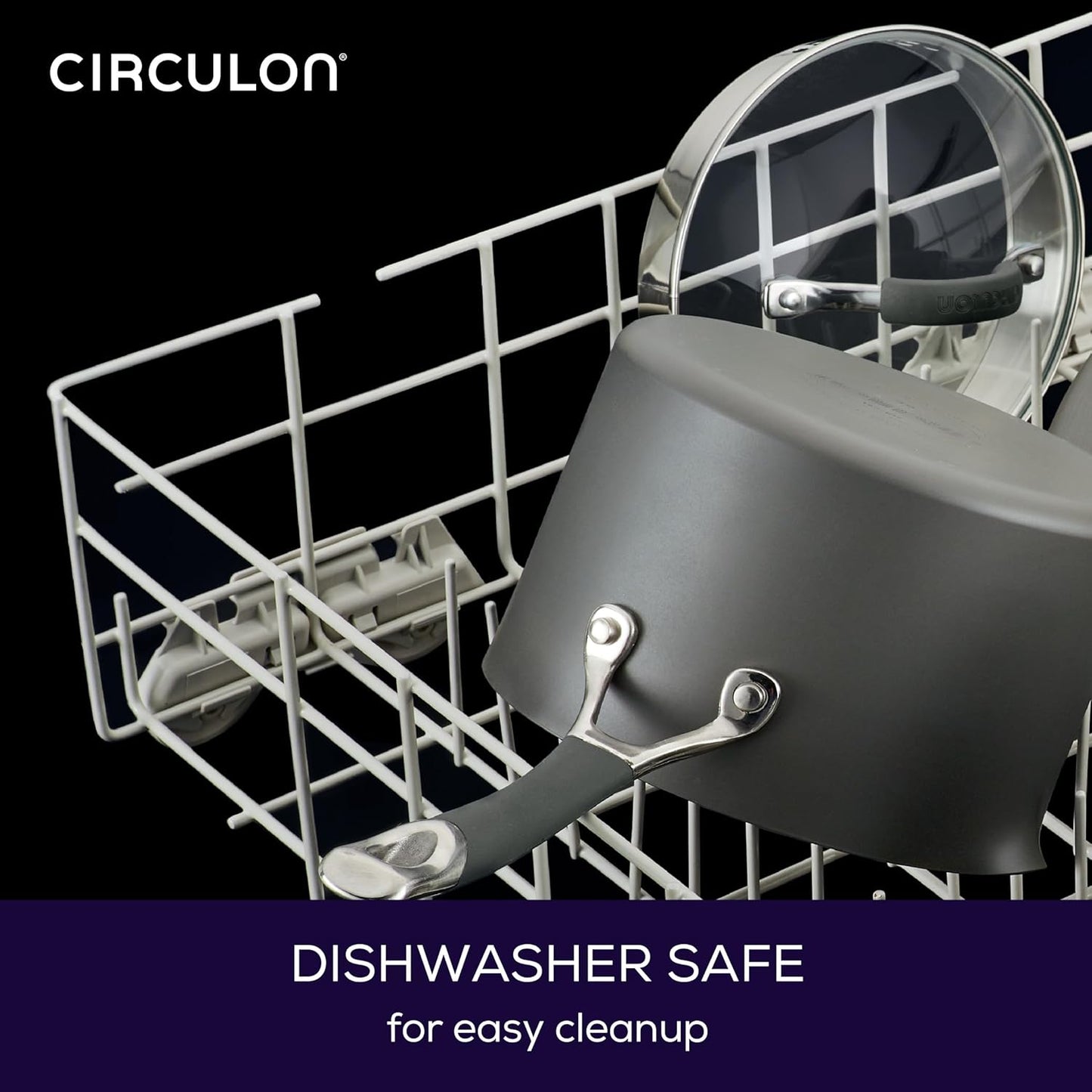 Circulon Radiance Hard-Anodized Nonstick Straining Saucepan, 3-Quart, Gray