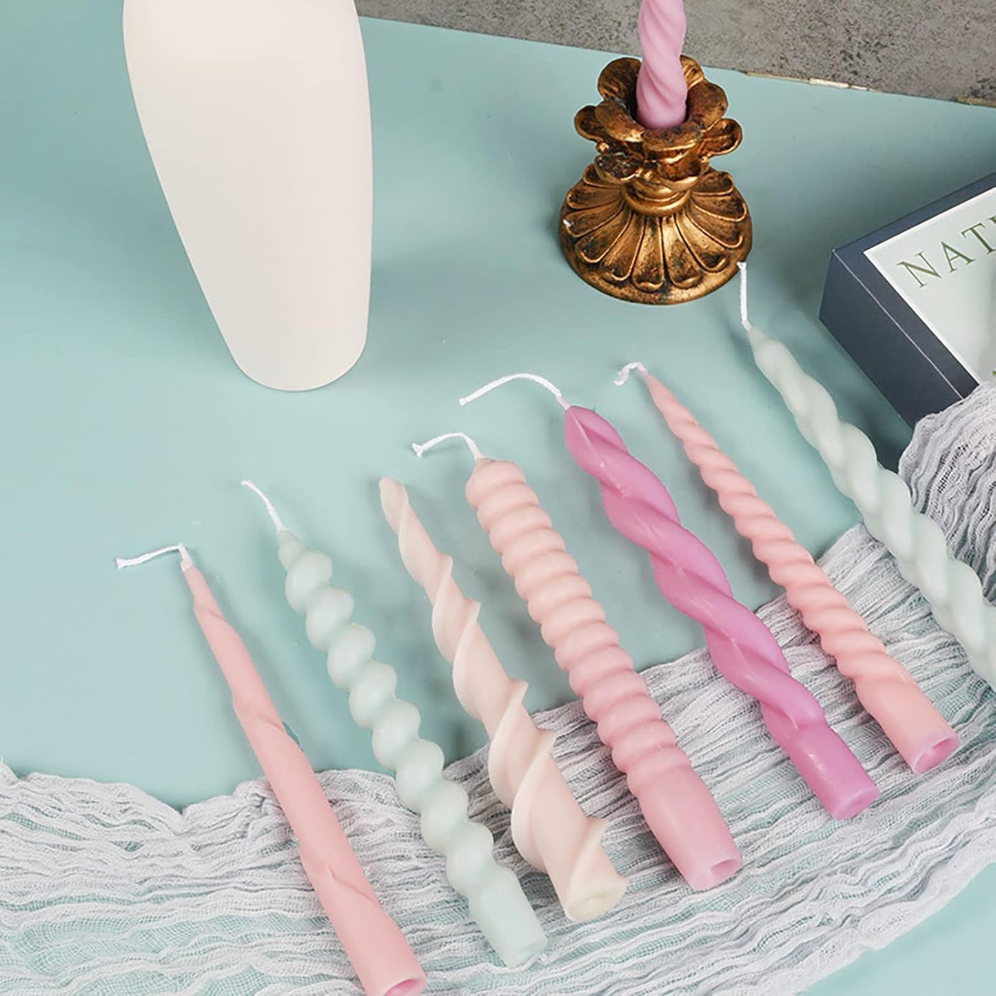 8-Piece Spiral Candle Molds - Cylinder, Pillar, Clay & Resin Casting Molds for Craft Supplies