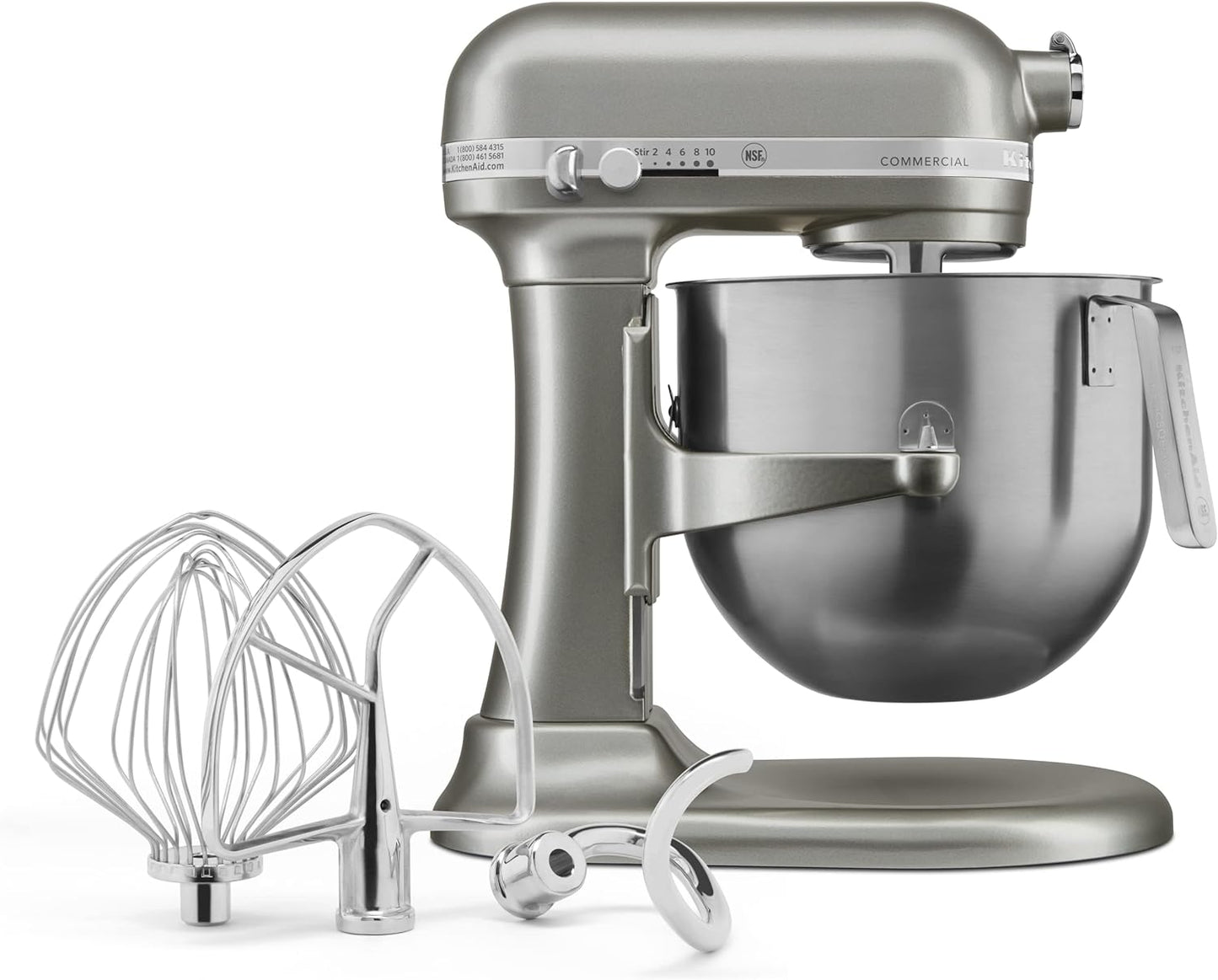 KitchenAid KSM8990CU 8-Quart Commercial Countertop Mixer, 10-Speed, Gear-Driven, Contour Silver