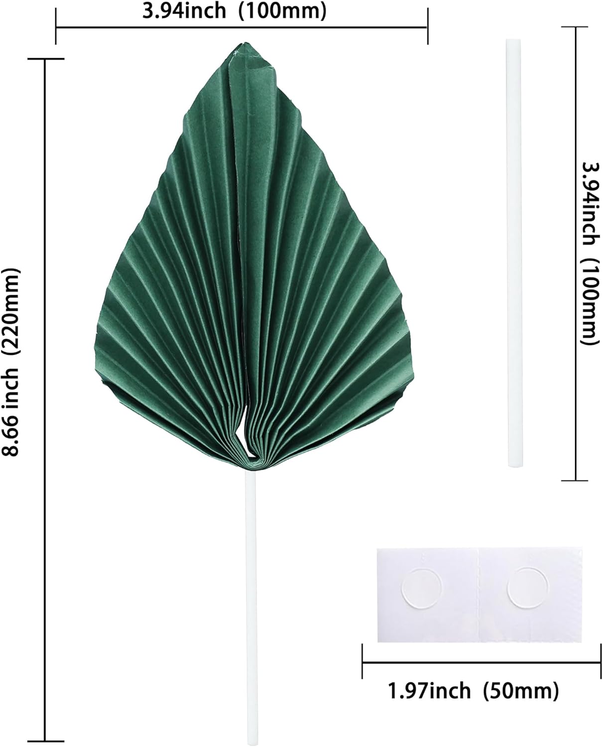 Gyufise 6Pcs Paper Palm Fan Cake Toppers Palm Spear Leaves Fan Cupcake Toppers Cake Insert Decorations Craft DIY Cake Bakeware Decoration for Birthday Party Wedding Party Decor Supplies Green
