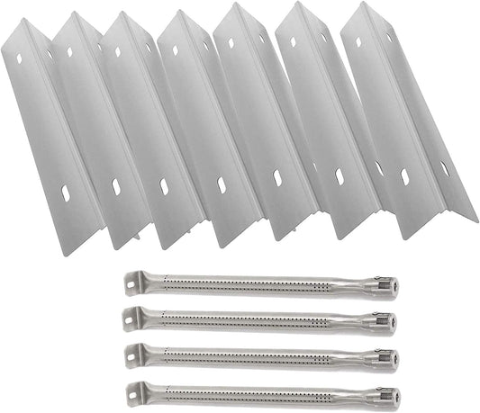 MixRBBQ Stainless Steel 7-Pack Heat Plates and 4-Pack Burner BBQ Replacement Part Kit for Prestige 500 and Napoleon Grill Rogue Series