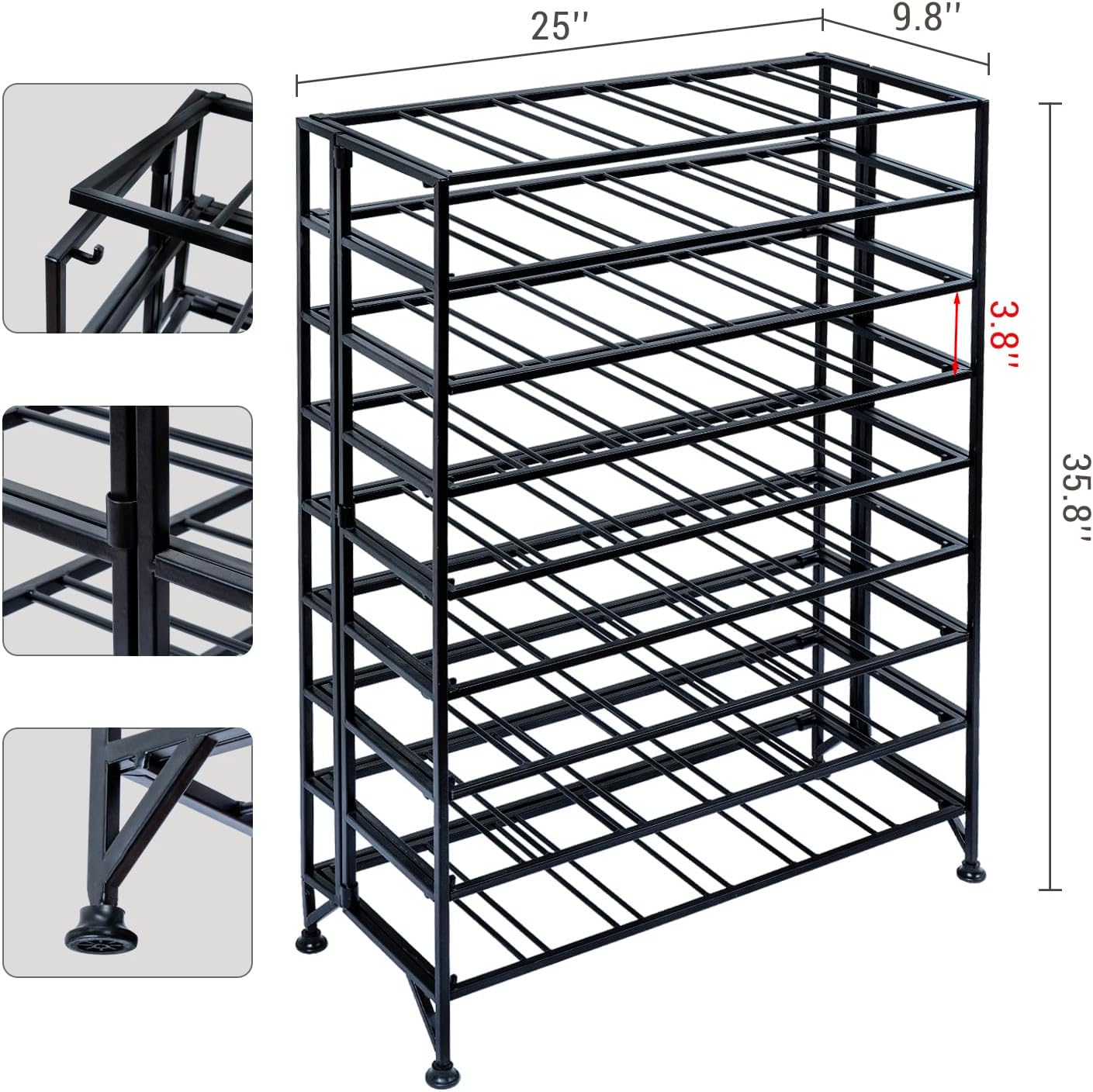 Wine Rack Freestanding Floor,Gray Metal Wine Rack, 9 Tier Wine Stand,Wine Storage Holds up to 54 Bottles,No Assembly Required