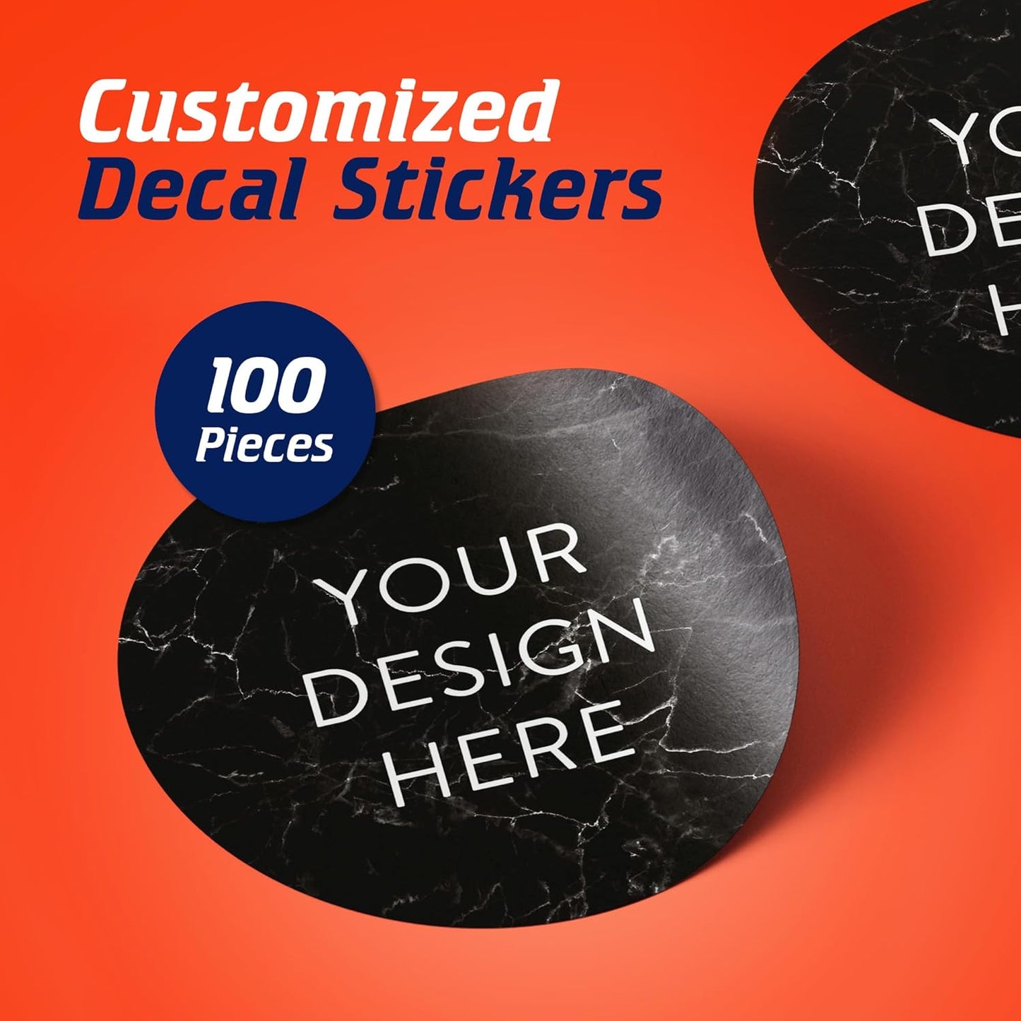 100 Custom Vinyl Stickers - Upload Your own Image, Text, Design, Logo - Personalized Logo Labels for Handmade, Packaging, Bottle, Jars, Candle, Brand Stickers (Black Marble, 5x5)