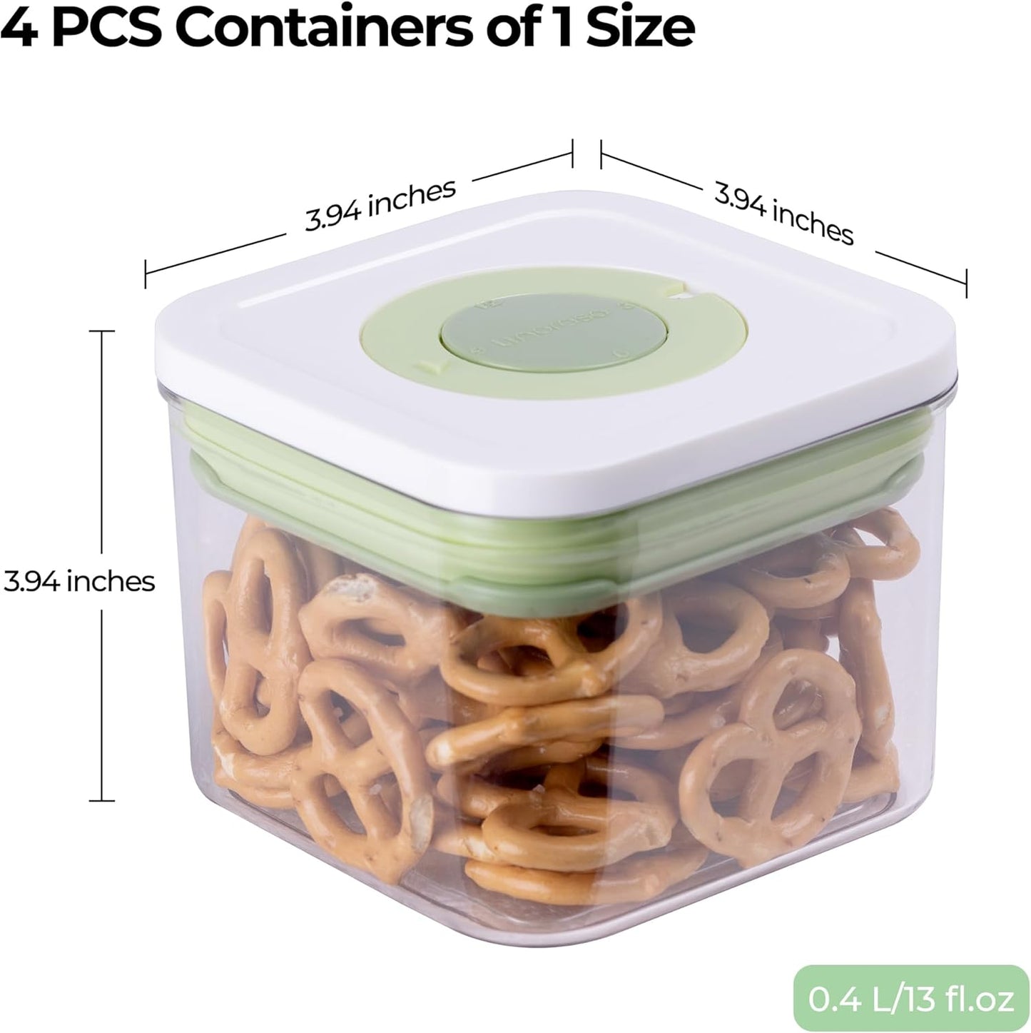 linoroso Pop Airtight Food Storage Containers with Time Recording Lids, BPA-Free Stackable Plastic Storage Containers Set of 4, Dry Cereal Container Set for Pantry Countertop Fridge Organization