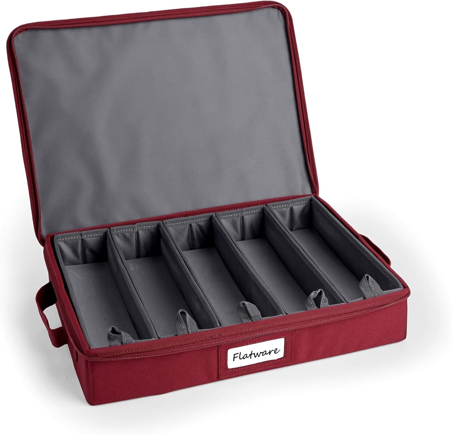 Covermates Keepsakes Flatware Storage Box - Stackable - Reinforced Handles - China Storage, Scarlett Red