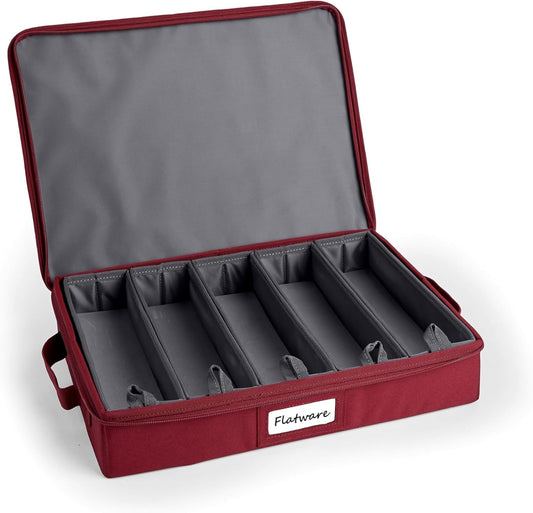 Covermates Keepsakes Flatware Storage Box - Stackable - Reinforced Handles - China Storage, Scarlett Red