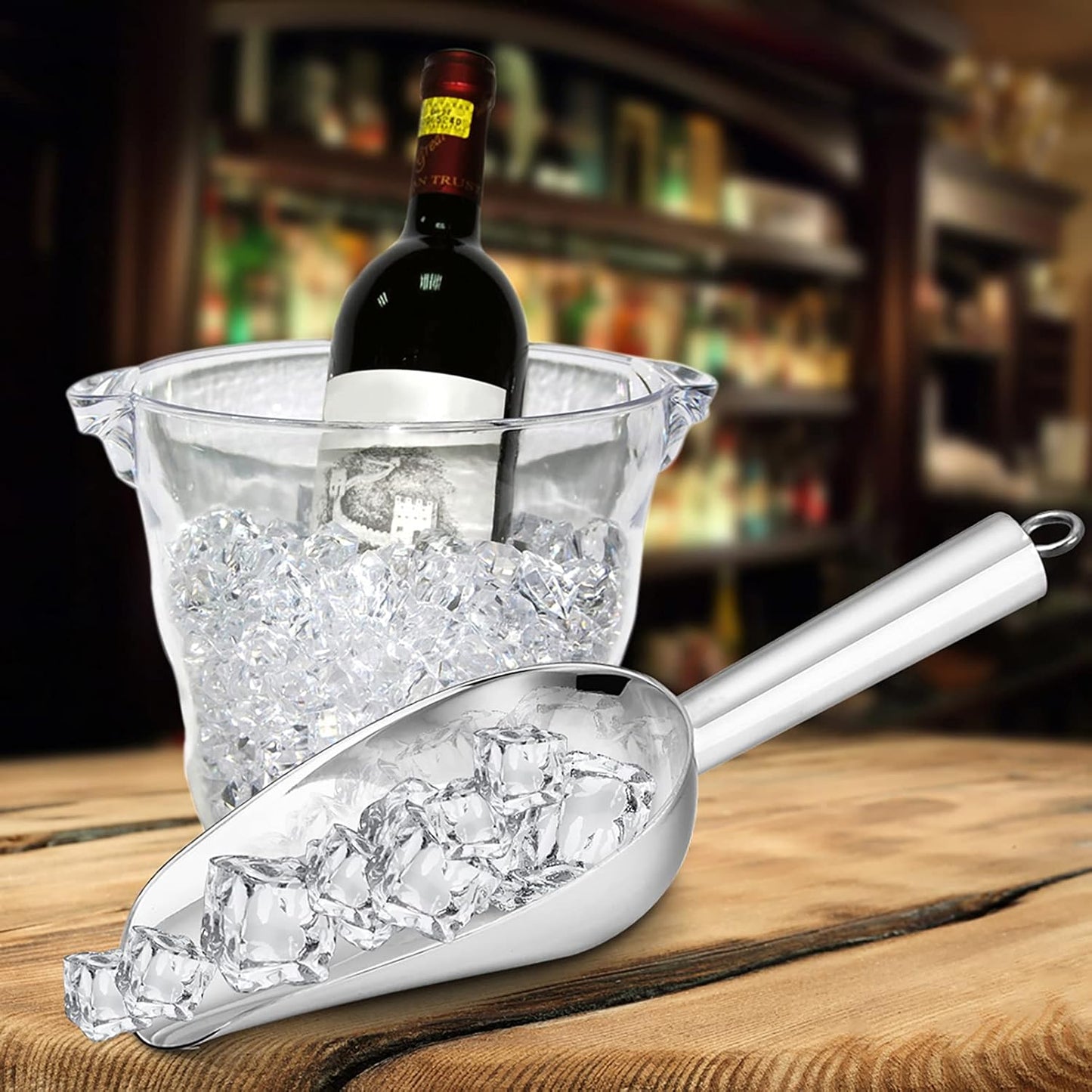 P&P CHEF Food Ice Scoop, Stainless Steel Scoop, Metal Candy Popcorn Flour Utility Scooper for Wedding Party Bar Kitchen Bath, Heavy Duty & Dishwasher Safe, (24oz, 2Pcs)