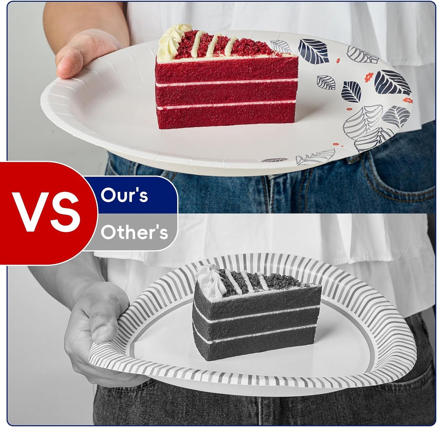 JOLLY CHEF 140 Count Paper Plates 10 inch Soak Proof, Cut Proof, Heavy Duty Leaf Printed Disposable Paper Plates for Everyday Use