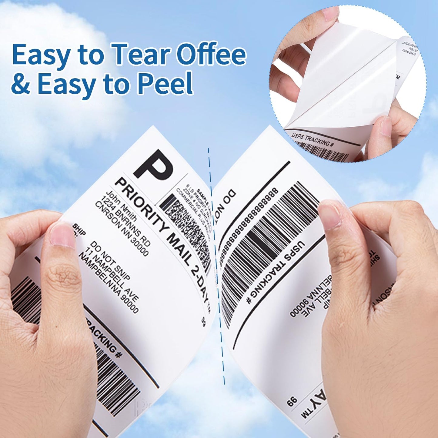 4x6 Thermal Labels for Shipping Label Printer, 500 Fanfold Shipping Package Labels, Perforated White Mailing Label, Commercial Grade, Fully Compatible with POLONO, MUNBYN Thermal Printer