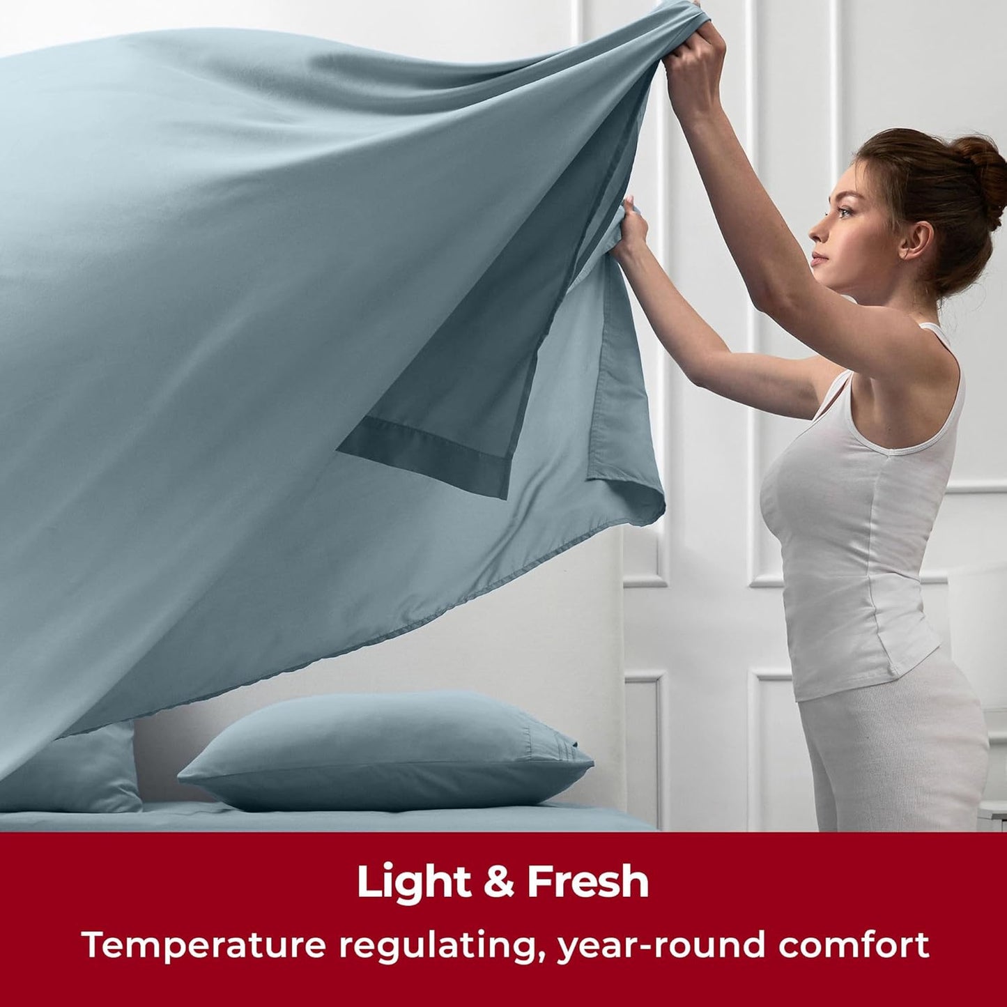 Mellanni Twin Sheets Set - 3 PC Iconic Collection Bedding - Hotel Luxury, Extra Soft, Cooling Bed Sheets - Wrinkle, Fade, Stain Resistant (Twin, Spa Blue)