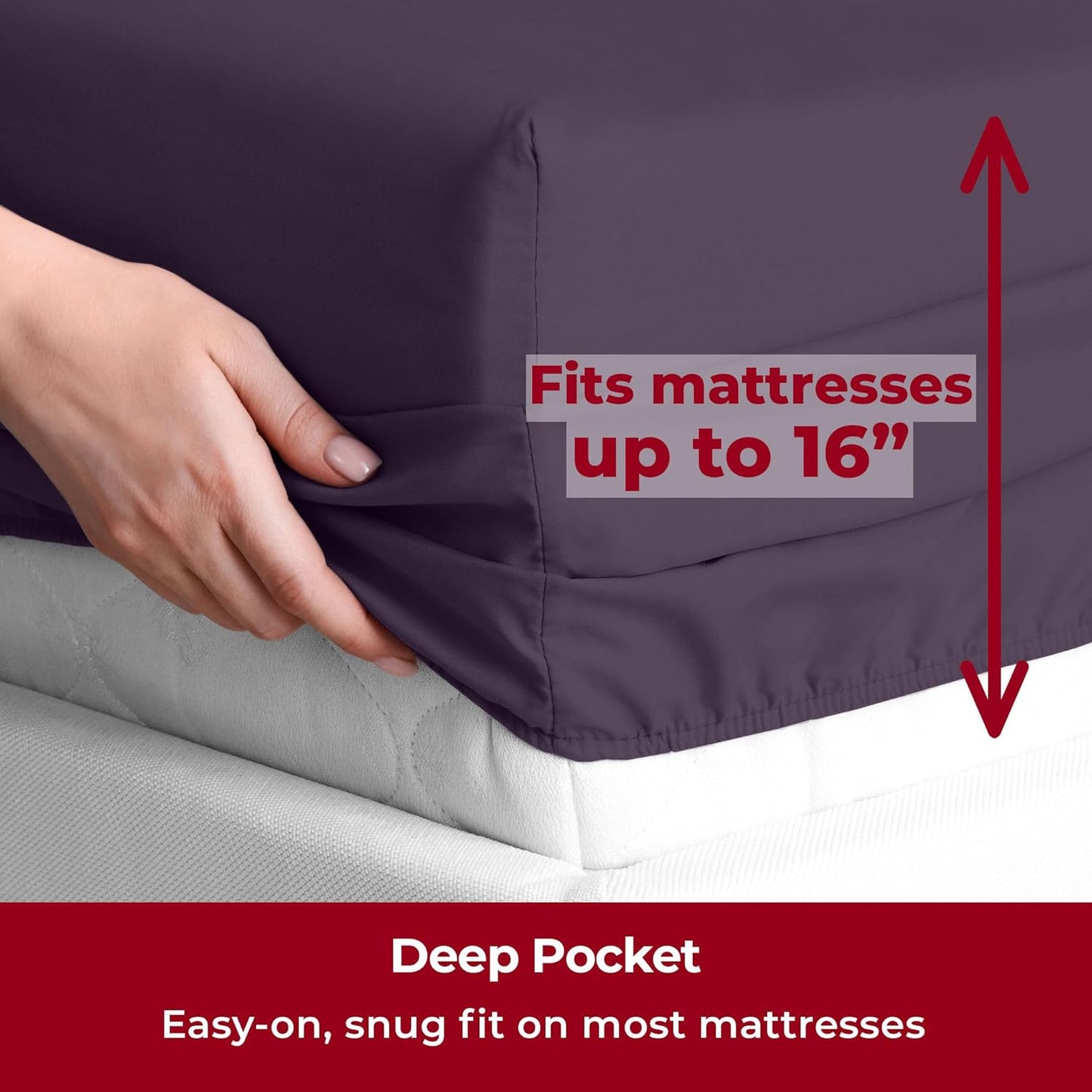 Mellanni Twin XL Sheets Set - 3 PC Iconic Collection Bedding - Hotel Luxury, Extra Soft, Cooling Bed Sheets - Wrinkle, Fade, Stain Resistant (Twin Extra Long, Purple)