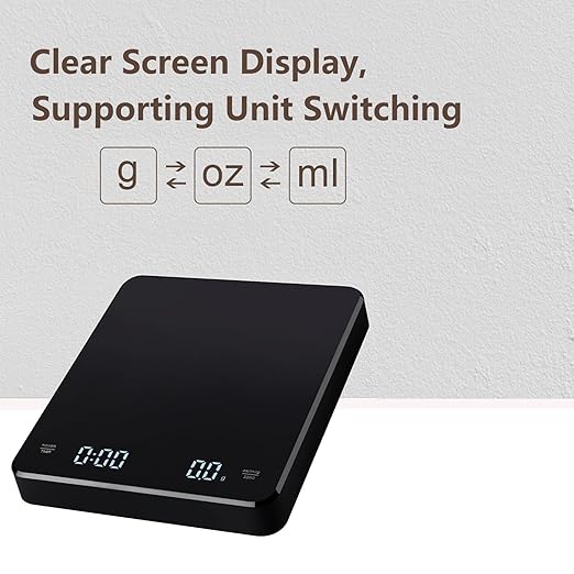 Digital Coffee Scale with Timer, Precision Espresso Scale, Rechargeable Pour Over Scale with Tare Function, Backlit Display for Barista & Home Brewing Milliliter and Grams, Maximum Weight 6.6lb