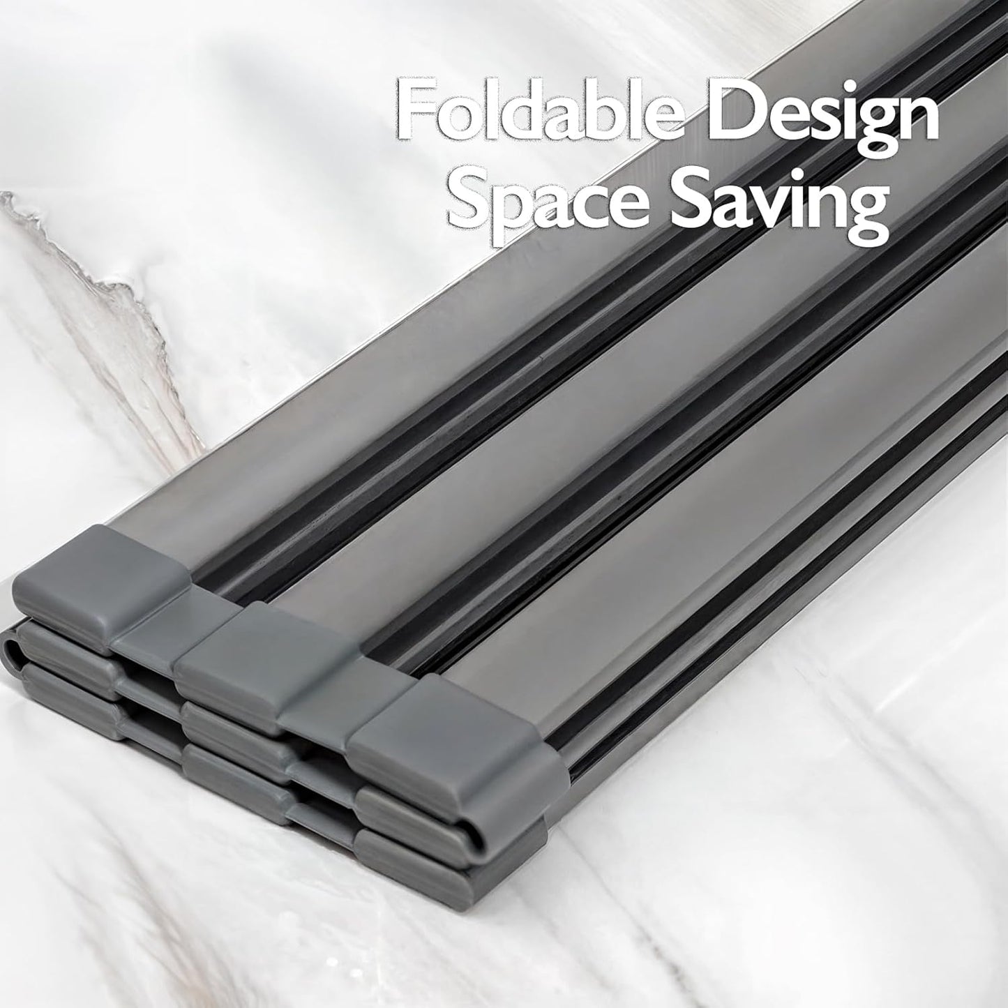 Mistifi Large Rollable Dish Drying Rack,Over The Sink Drying Rack Sink Cover Kitchen Sink Accessories Kitchen Rolling up alluminum Drainer, Foldable,Rollable（Black 17.9''）