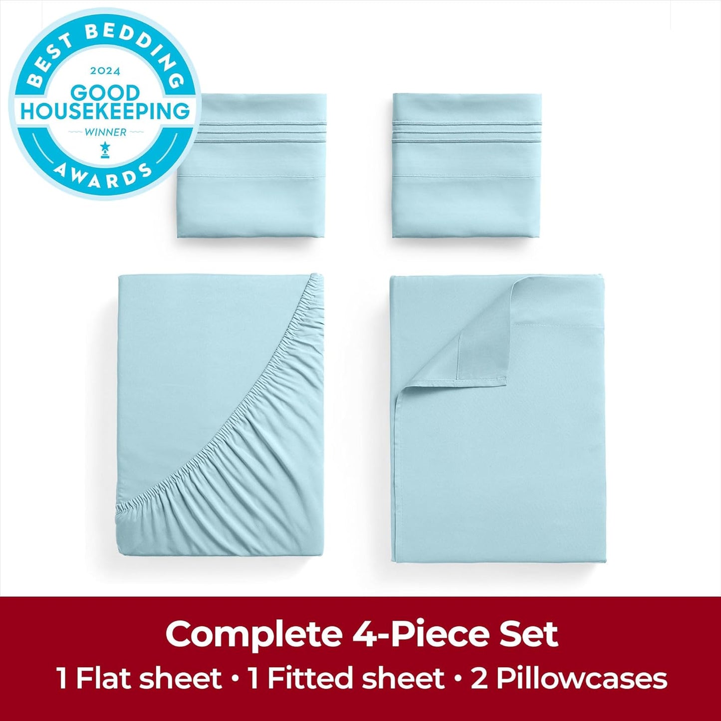 Mellanni Extra Deep King Sheets - 4 PC Iconic Collection Bedding - Hotel Luxury, Ultra Soft, Cooling Bed Sheets - Wrinkle, Fade, Stain Resistant (King, Aqua)