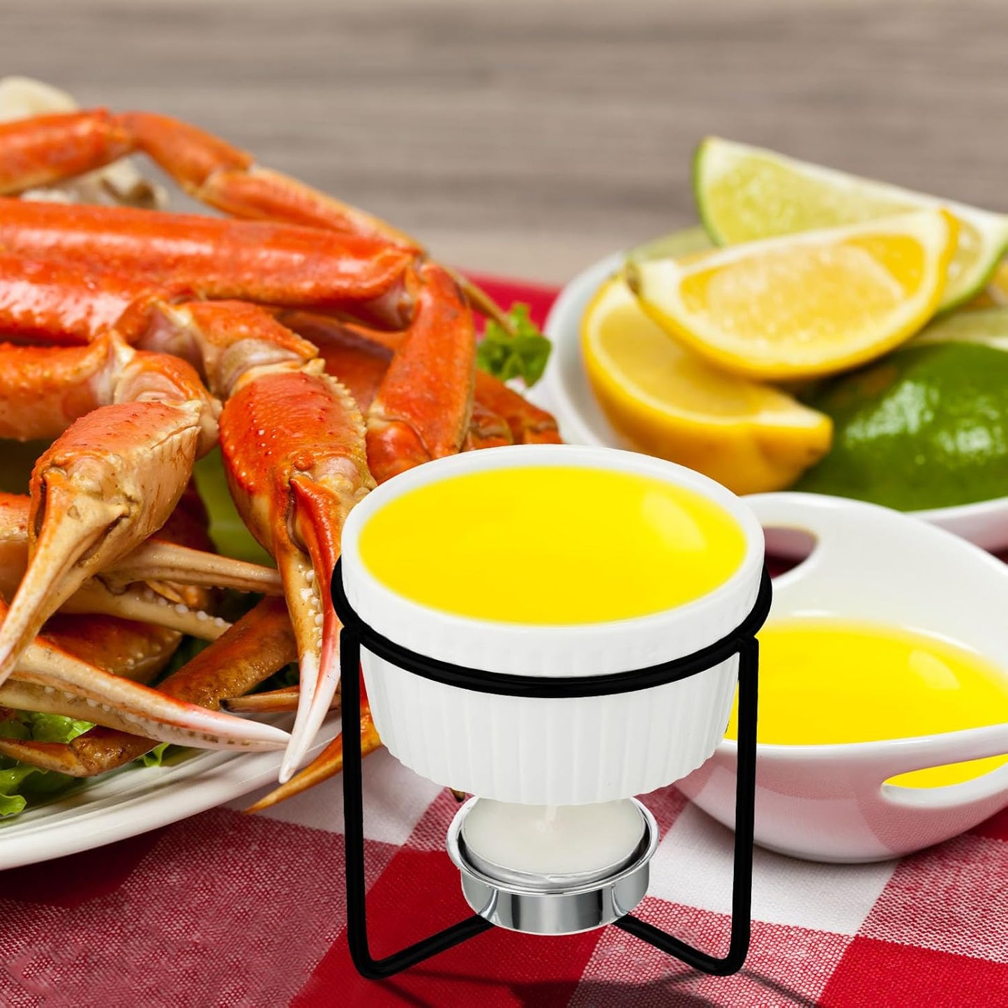 Treela 40 Pieces Ceramic Butter Warmers Set Included Butter Warmers Melter 32 Tealight Candles for Chocolate Cheese Fondue Crab Lobster Microwave Oven(White and Black)