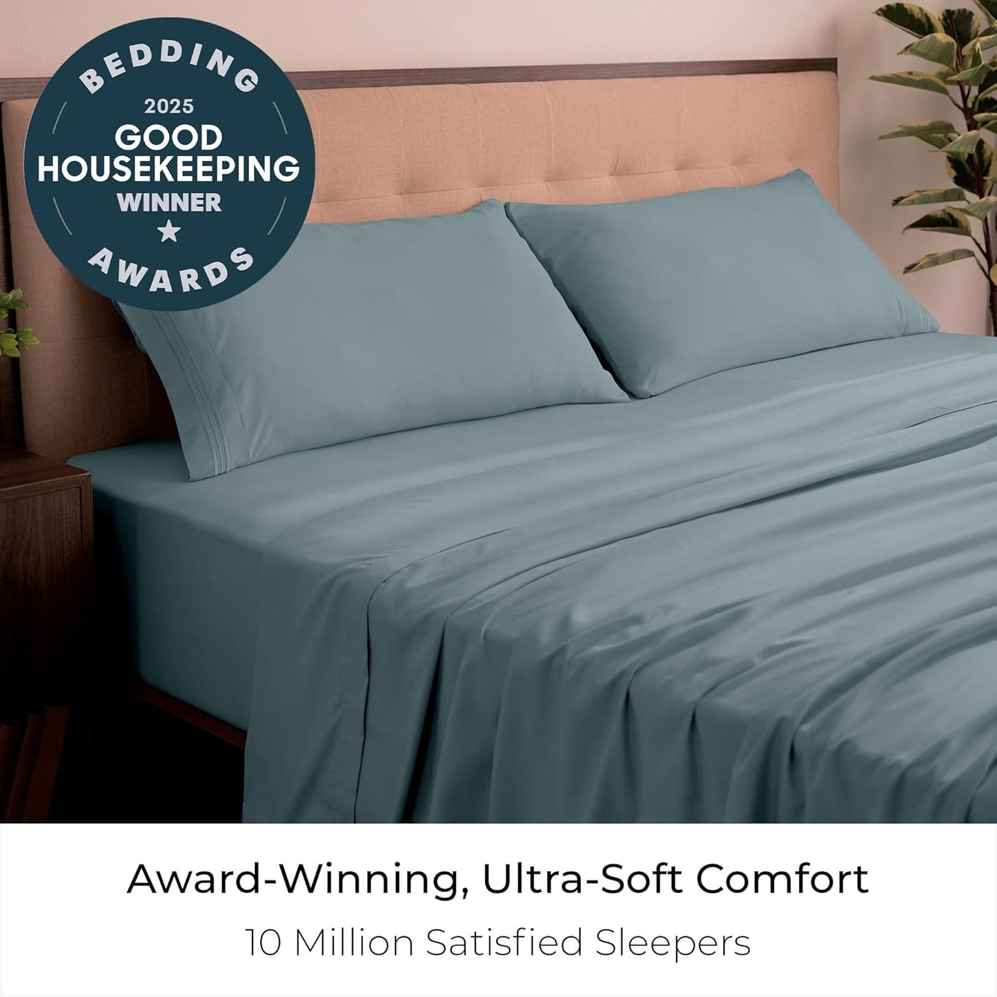 Mellanni King Sheets Set - 4 PC Iconic Collection Bedding - Hotel Luxury, Extra Soft, Cooling Bed Sheets - Wrinkle, Fade, Stain Resistant (King, Spa Blue)