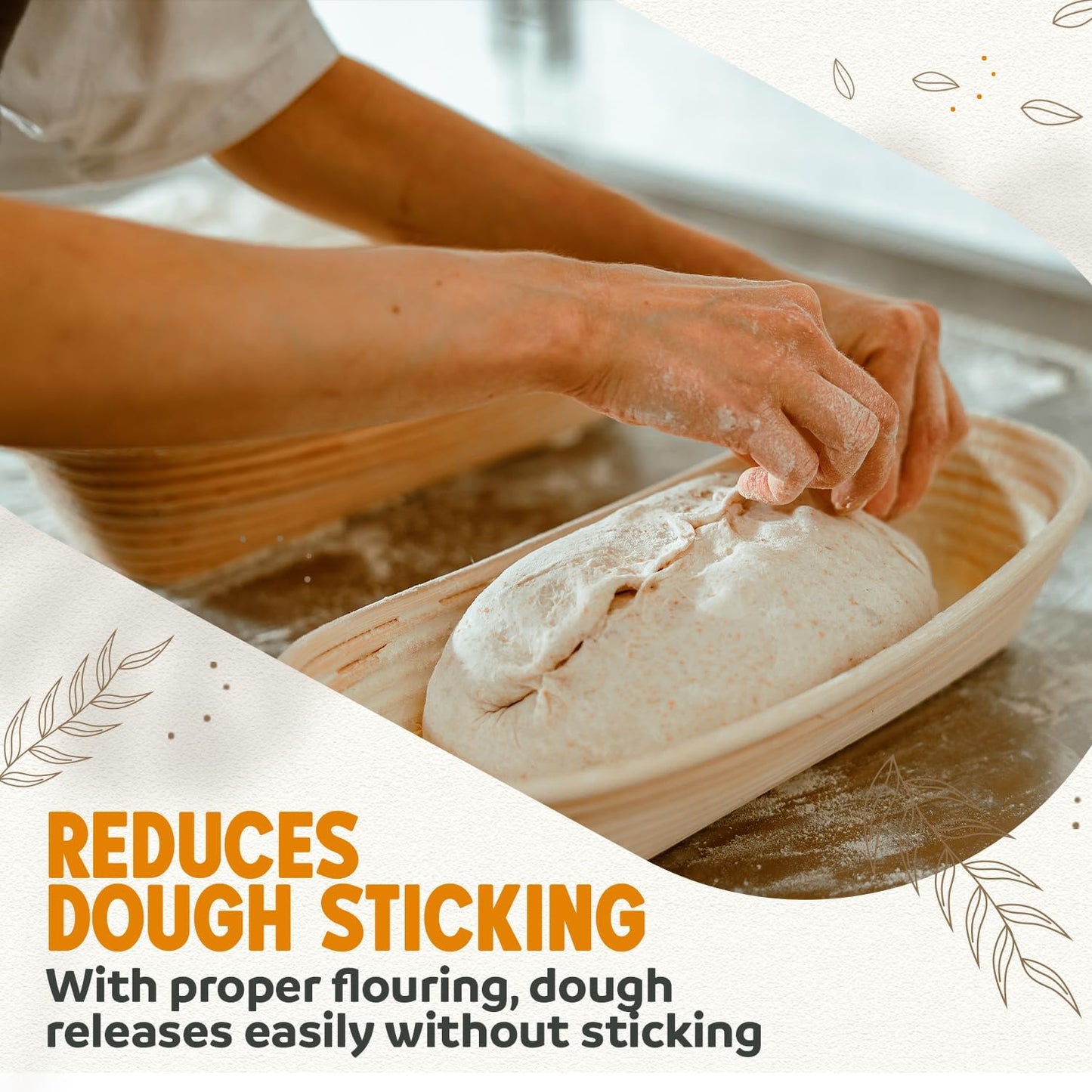 Banneton Bread Proofing Basket Sourdough Proofing Basket for Beginners & Professional Bakers, Handwoven Rattan Cane Bread Maker with Linen for Artisan Breads, 7 x 4 Inch, 0.5-Pound Round