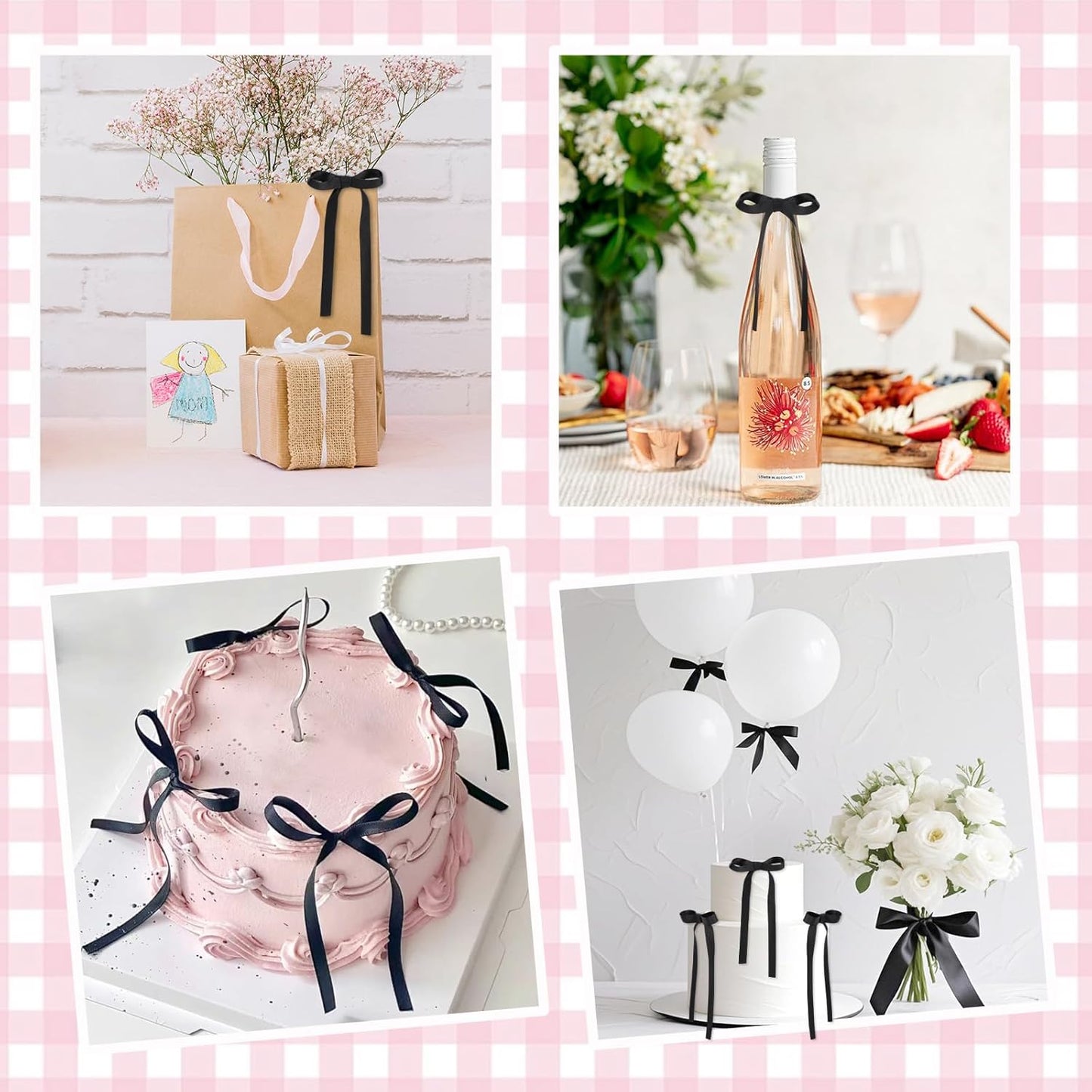 30 Pack Bow Cake Toppers Black Bows for Cake Coquette Themed Bow Cupcake Toppers Black Bow Birthday Decorations for Baby Shower Birthday Wedding Bachelorette Party Supplies