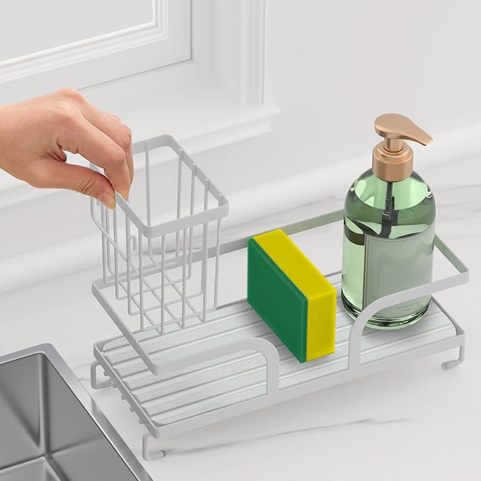 Bathroom Counter Organizer,Perfume Tray,Stone Drying Mat for Kitchen Counter,9.7" x 4.2"x 3.2", Ideal for Bathroom Organizers and Storage, Vanity, Skincare, Present, and More,1PCS White