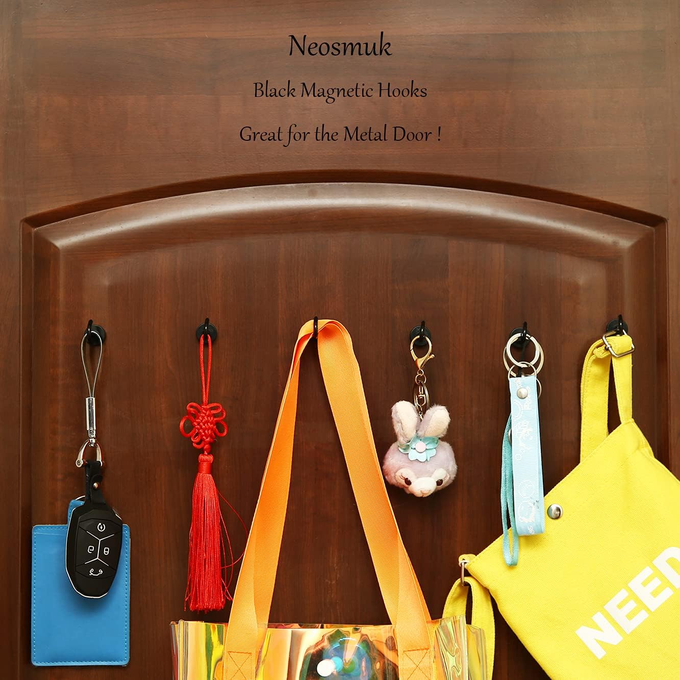 Neosmuk Magnetic Hooks for Cruise Cabins, Heavy Duty 30lb Strong Magnet Hook, Cruise Ship Essentials for Hanging, Metal Wall Refrigerator Hangers (Black, 10 Pack)