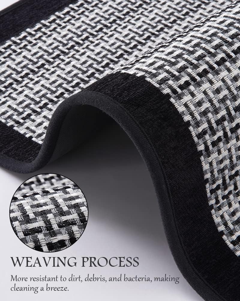 PADOOR Kitchen Mats for Floor, Kitchen Rugs Non Slip Washable, Rubber Backed Kitchen Runner Super Absorbent Kitchen Floor Mat Sink Rug, 20”x32” Black