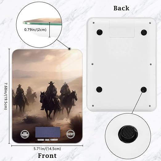 Digital Food Scale Cowboy Western – Fashion Design, 11lb/0.01oz, Tempered Glass, Kitchen Scales with LCD Display for Baking & Cooking, Batteries Not Included