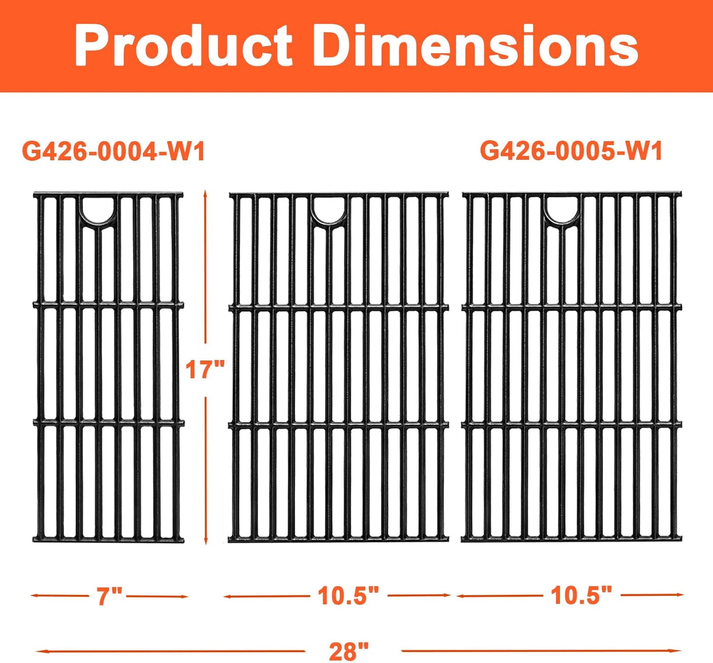 17" Grill Part Kit for Charbroil Performance 5 Burner 463448021 463451022 463455021 463456022 463449021, Grill Grates/Heat Plates/Burners/Adjustable Crossover Tube/Ignition for Charbroil Grills