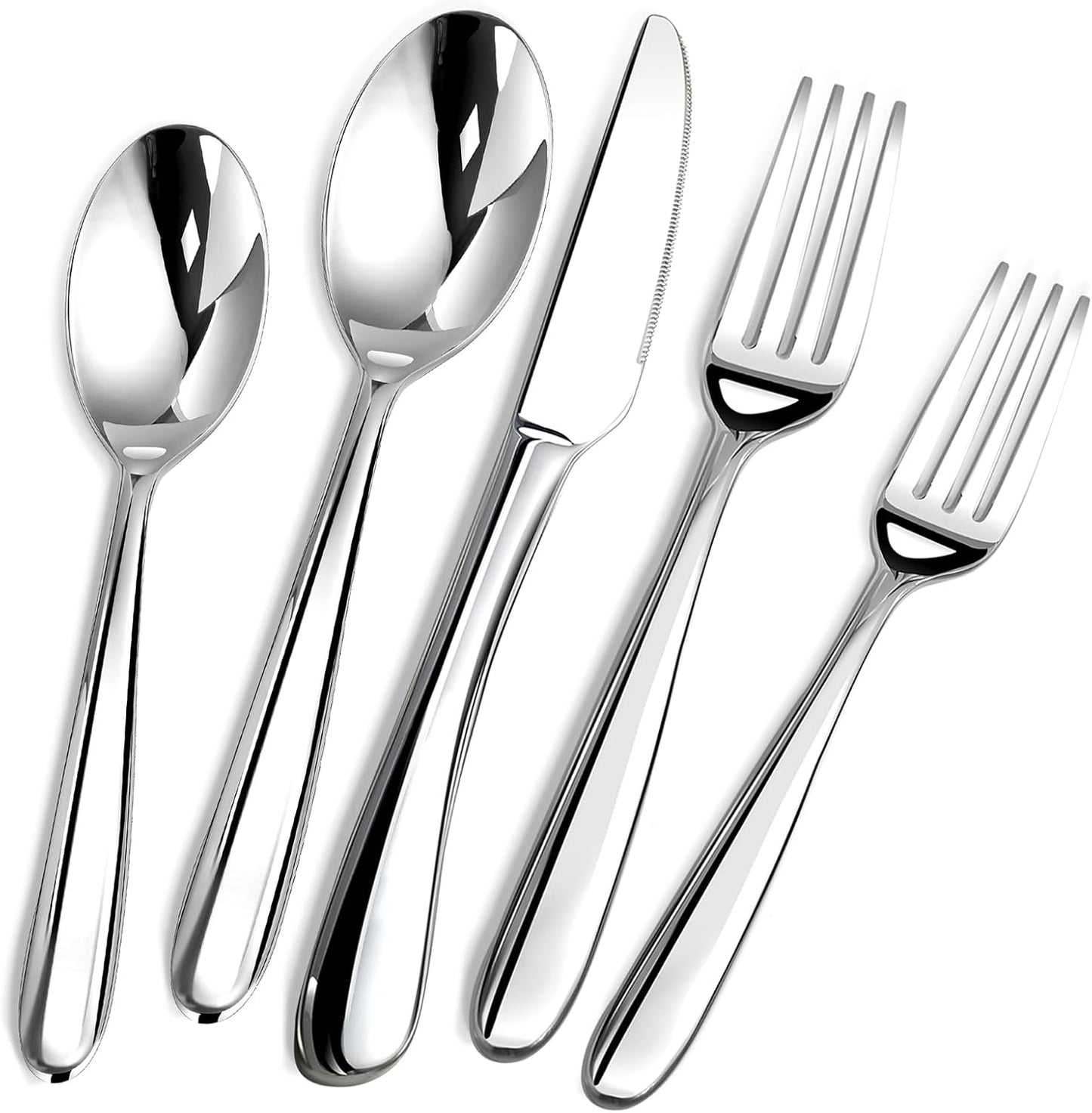 Heavy Duty Silverware Set for 6, 30 Piece Premium Stainless Steel Flatware Utensils Cutlery Set Including Steak Knife Fork and Spoon, Dishwasher Safe, Gift Package for Wedding Housewarming