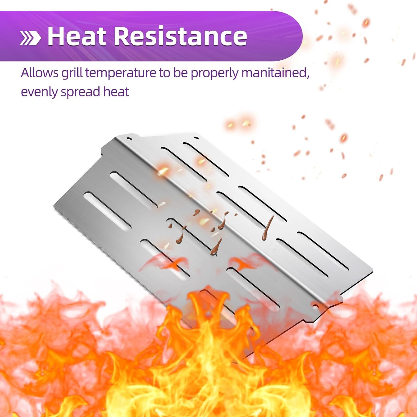 Stainless Steel 7524 Grill Grates for Weber Genesis E310 E320 E330 S330 EP-310 with 7620 Flavorizer Bars and 7622 Heat Deflector 19.5” Grill Replacement Parts for Weber 300 Series 7528, 7621