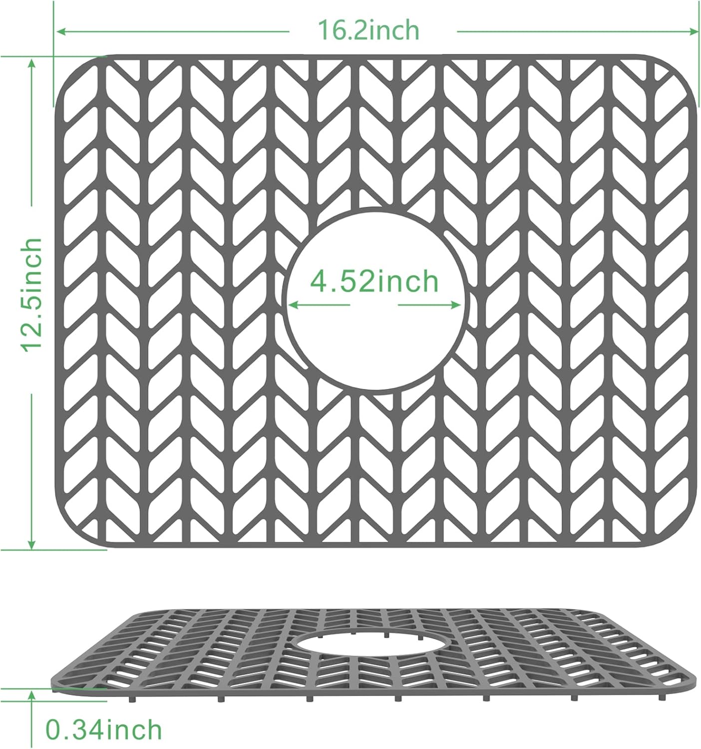 GUUKIN Sink Protectors for Kitchen Sink Grid 16-3/16" X 12-1/2", Centered Drain for Single Sink Bowl with Corner Radius 4-11/16" Kitchen Mat