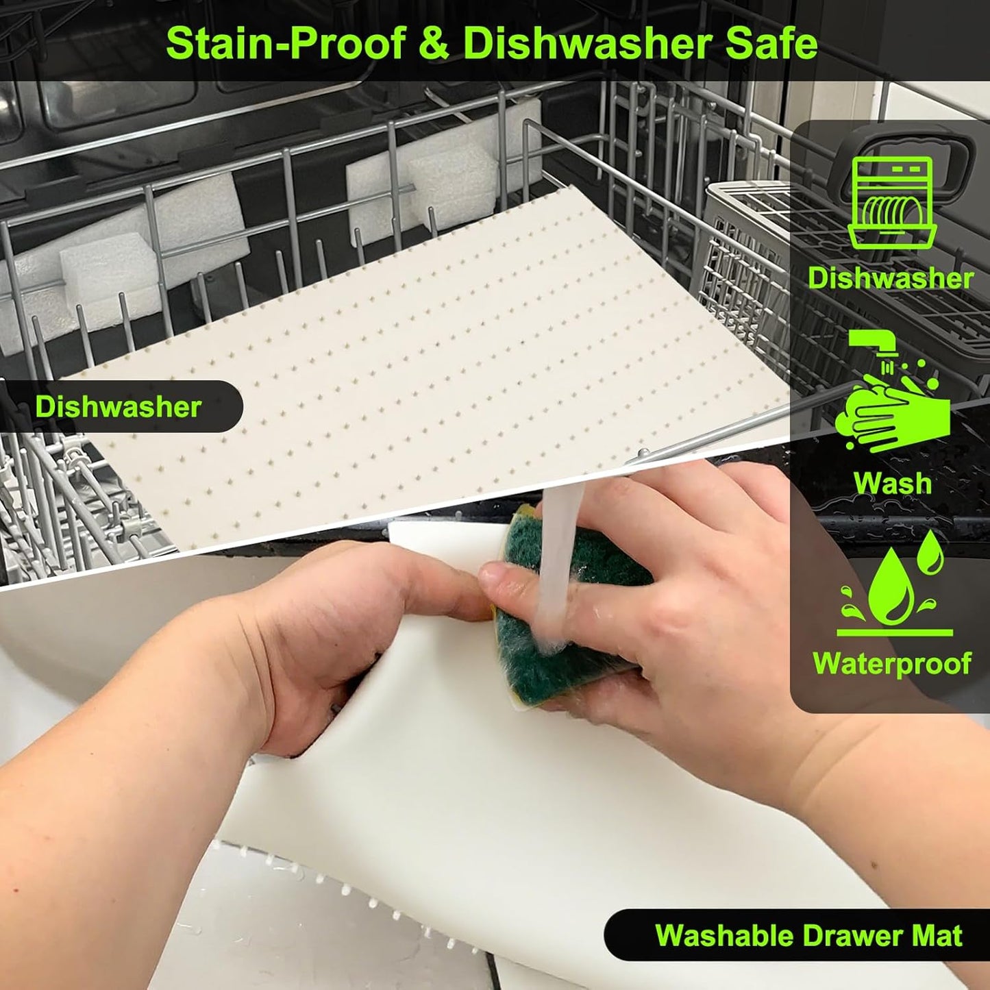 Gosmol Spice Drawer Organizer insert, Adjustable & Non-Slip Silicone Spice Drawer Liner, in Drawer Spice Organizer for Seasoning Jars and Spices Bottles Spice Rack -Pearl