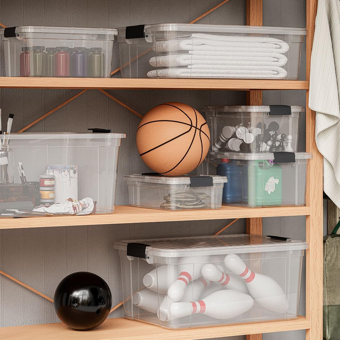 Superio Clear Storage Bins with Lids, Stackable Storage Box with Latches and Handles, Extra Small, 4 Pack 1.75 Quart