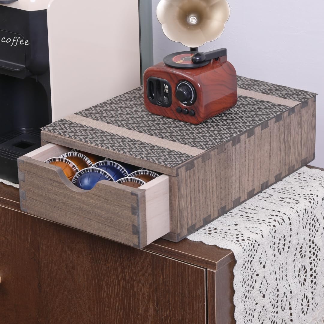 Coffee Pod Holders 1-Layer 1-Drawer Dark Brown (CF1D1C-DK)