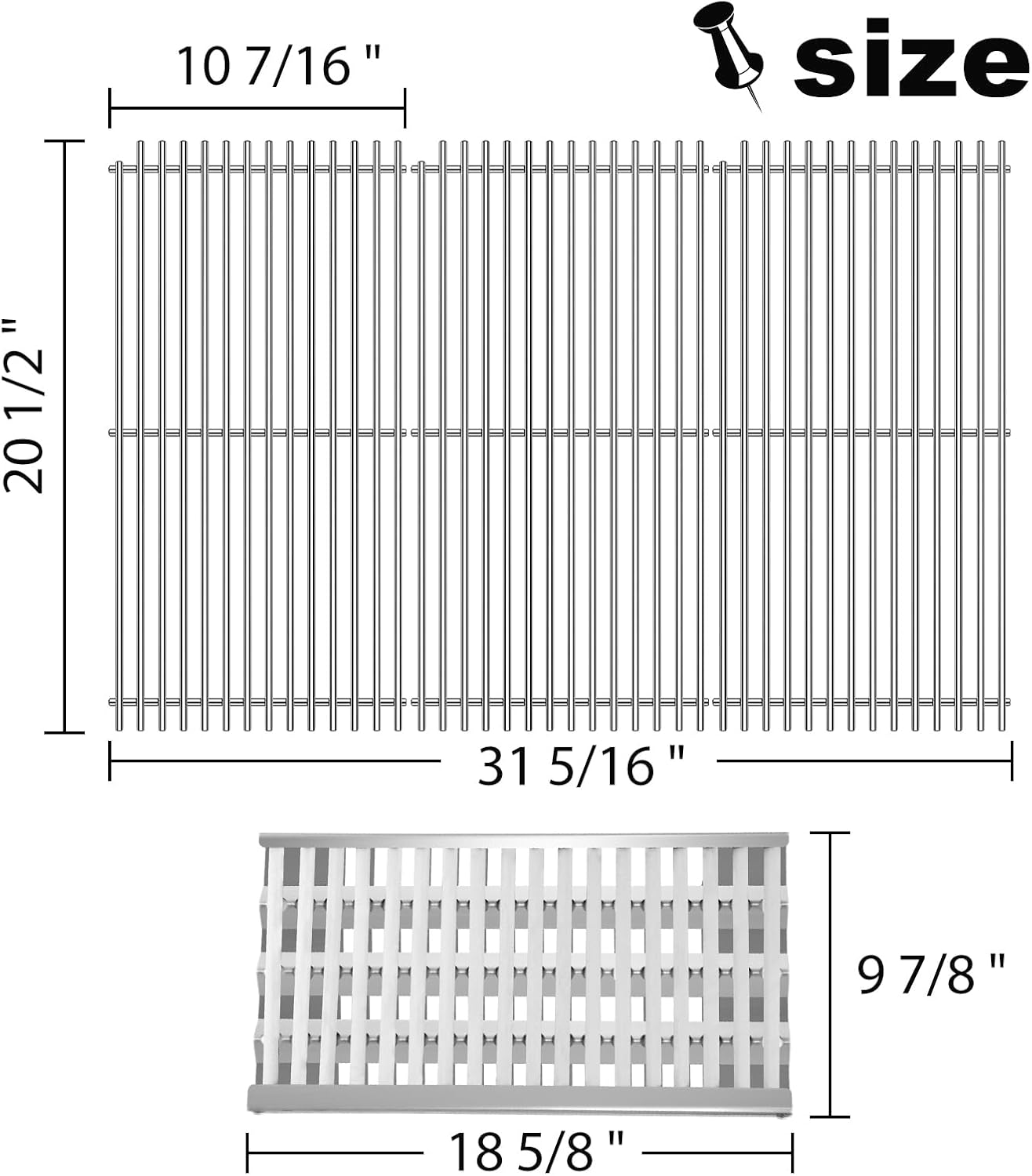 54801 92911 Grill Grates Replacement for DCS Grill Parts 36DBQAR, 36EBQAR, 48DBQAR, 48DBQR, 48EBQAR, BGA36-BQARL,BGA36-BQARN,BGA48-BQARL, BGA48-BQARN, Ceramic Rods Briquettes Radiant Tray Grid