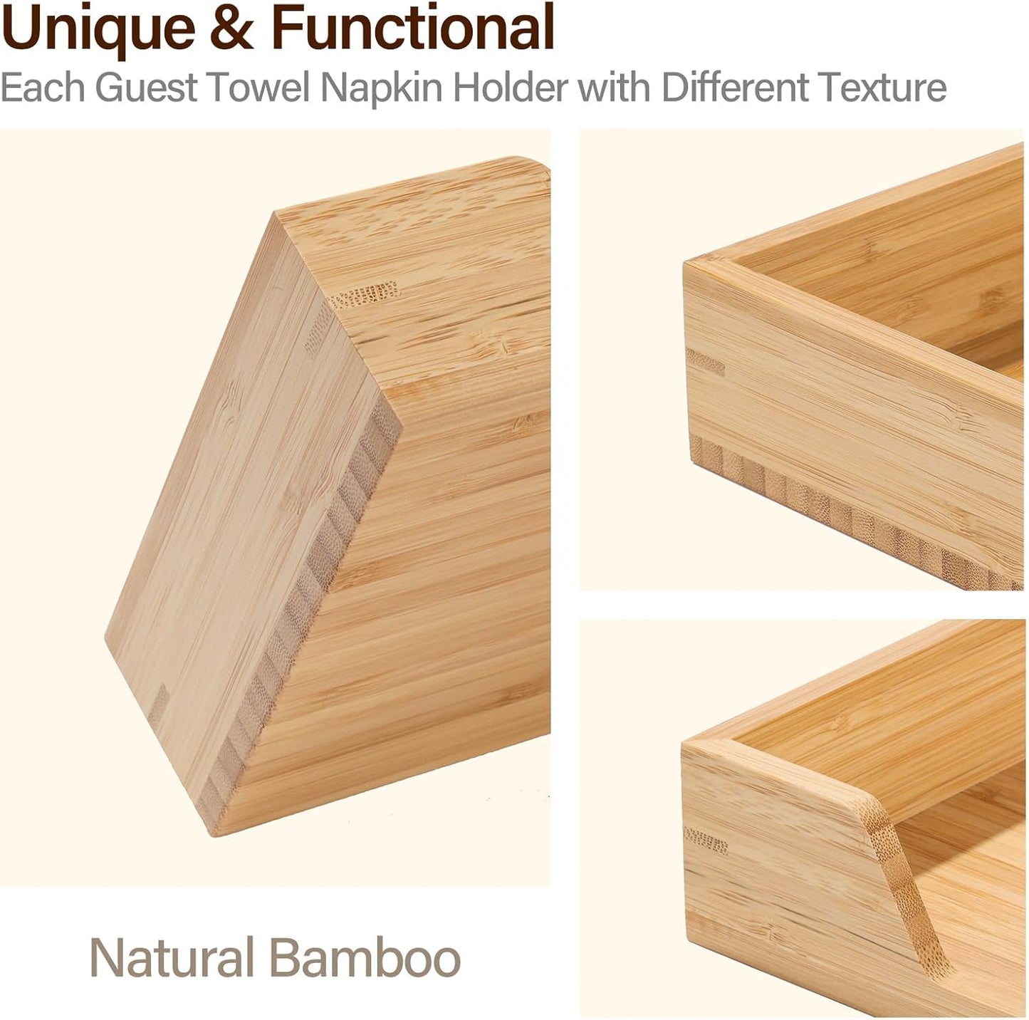 Guest Towel Napkin Holder, Bamboo Disposable Hand Towel Holder for Bathroom, Wooden Guest Towel Holder Tray with Big Side Opening, Rectangular Farmhouse Cocktail Napkin Holder