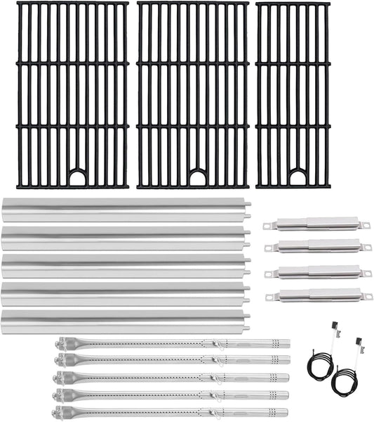 Grill Parts for Charbroil Performance 5 Burner 463448021 463449021 463450022 463451022 463455021, 17 inch Cooking Grate, Burner and Heat Plate for Charbroil Grill Replacement Parts